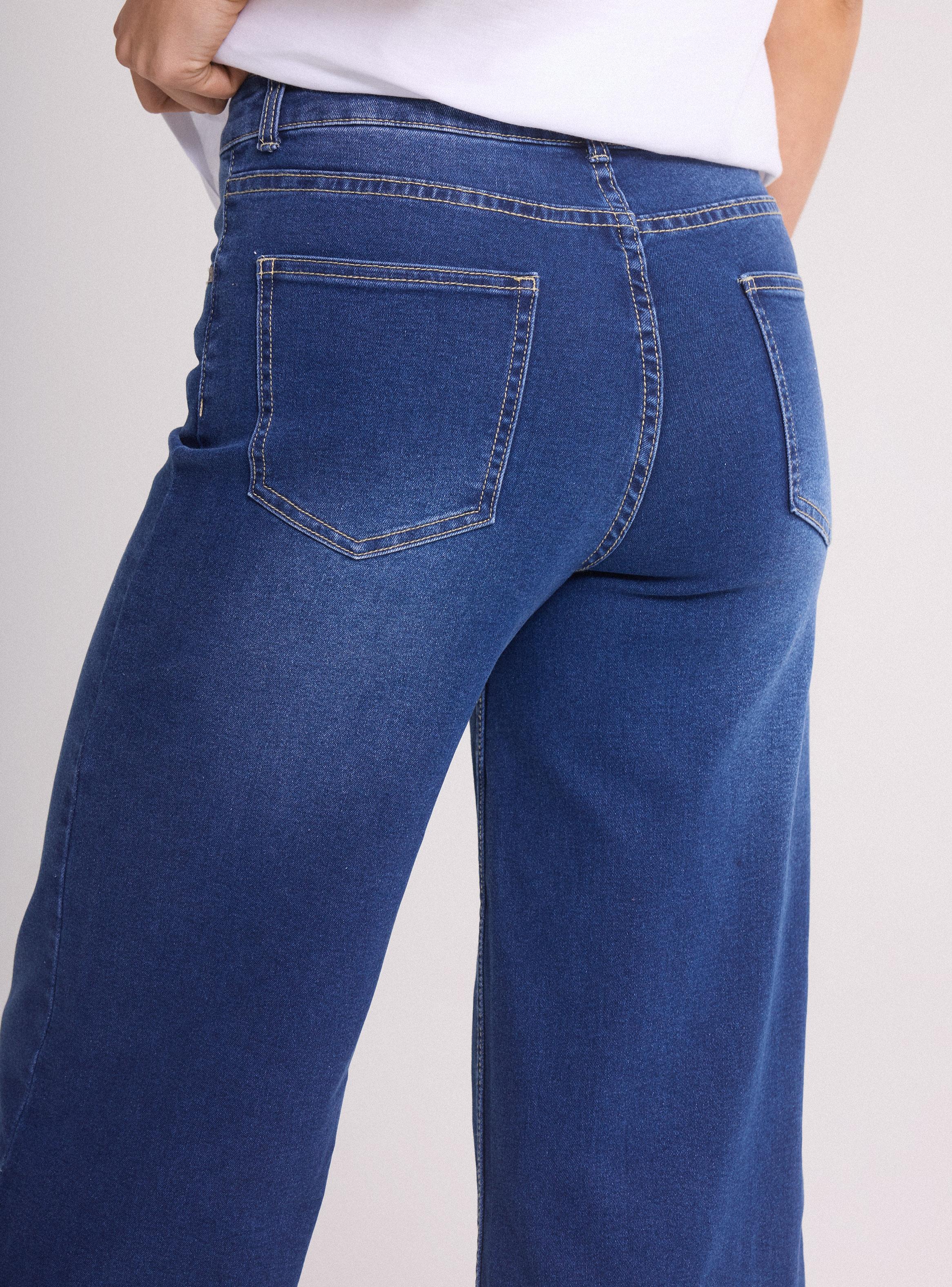 Jeans Wide Leg Tiro Alto Cropped Elasticado-3