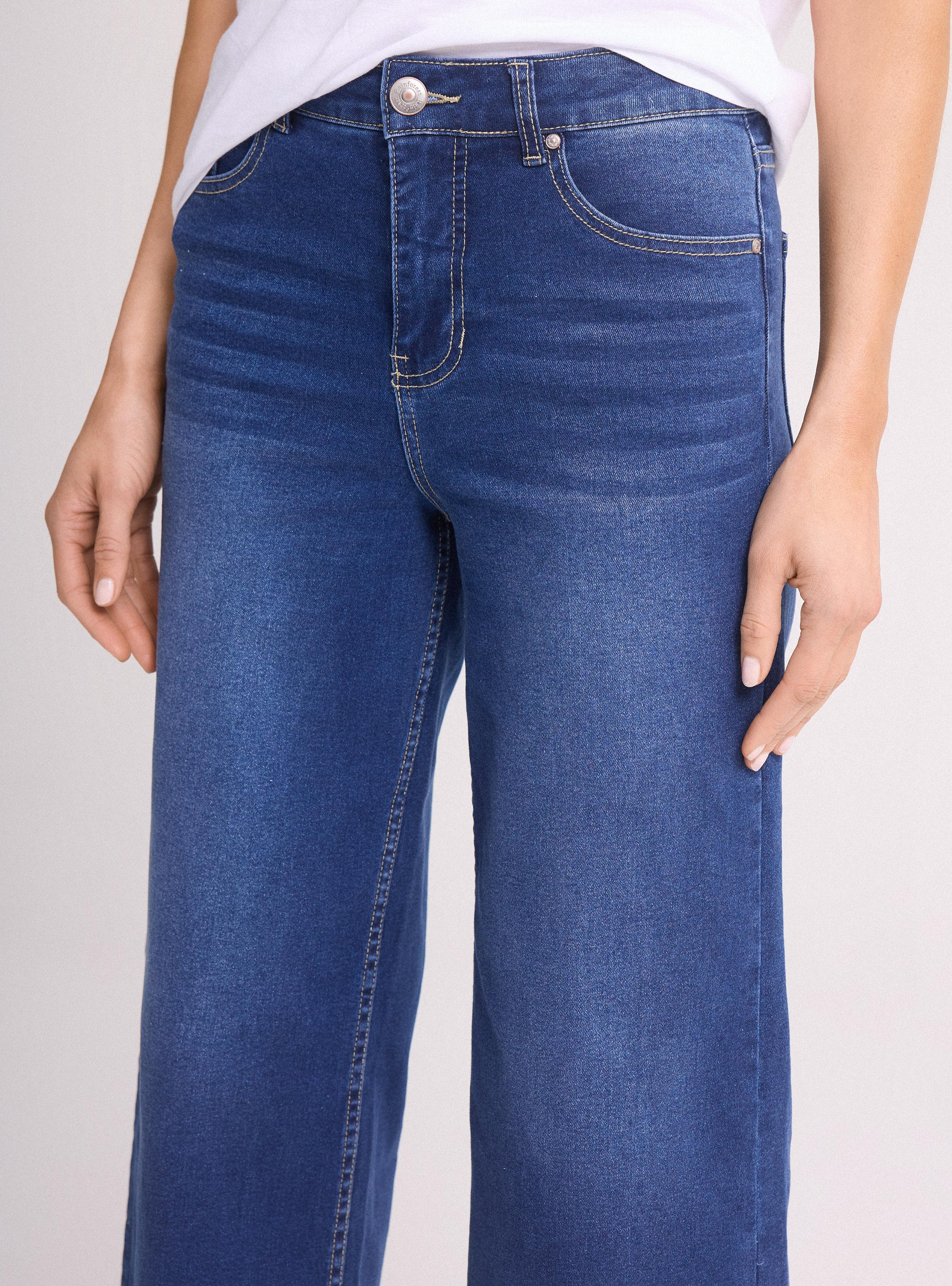 Jeans Wide Leg Tiro Alto Cropped Elasticado-2