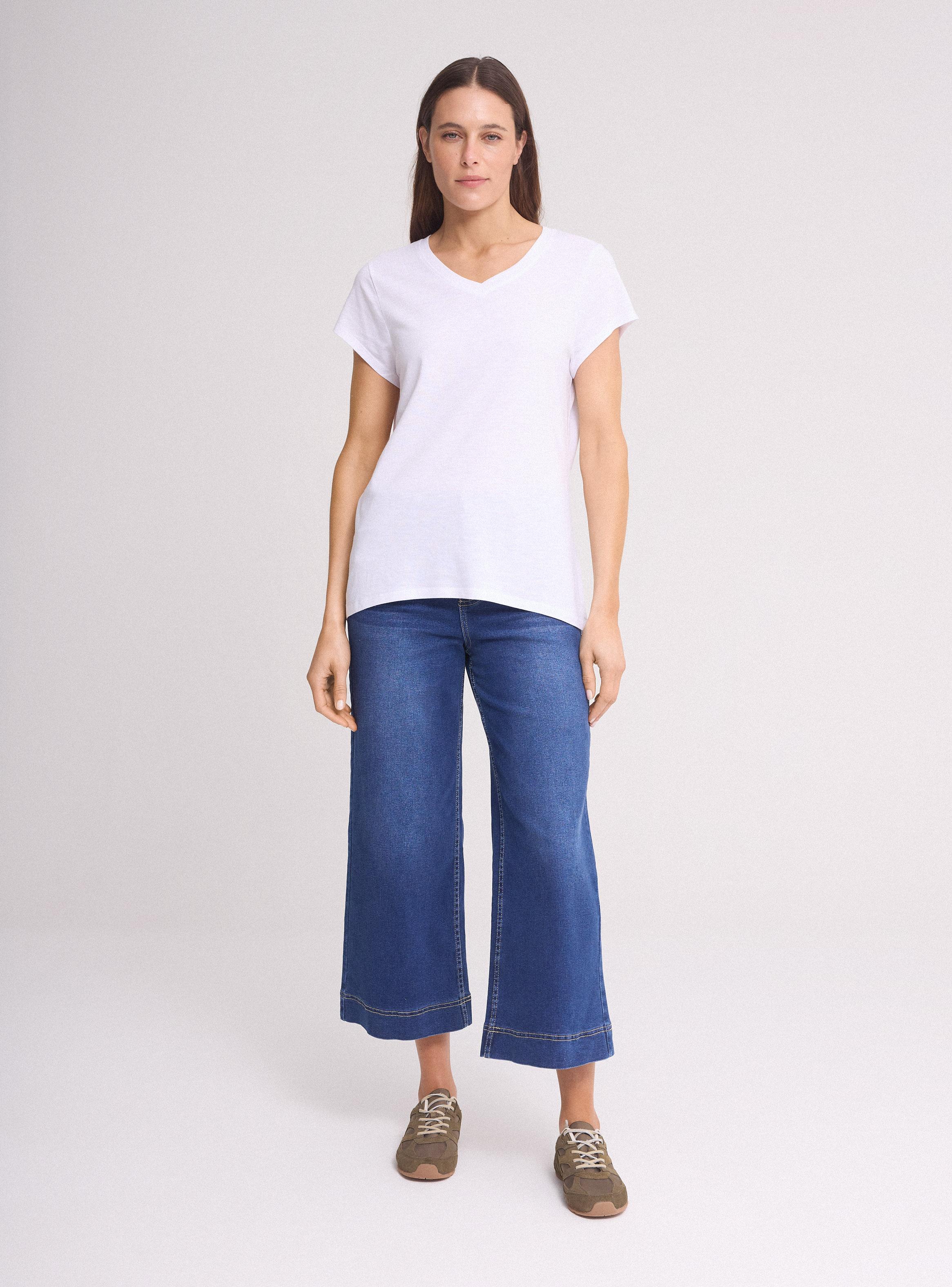 Jeans Wide Leg Tiro Alto Cropped Elasticado-4