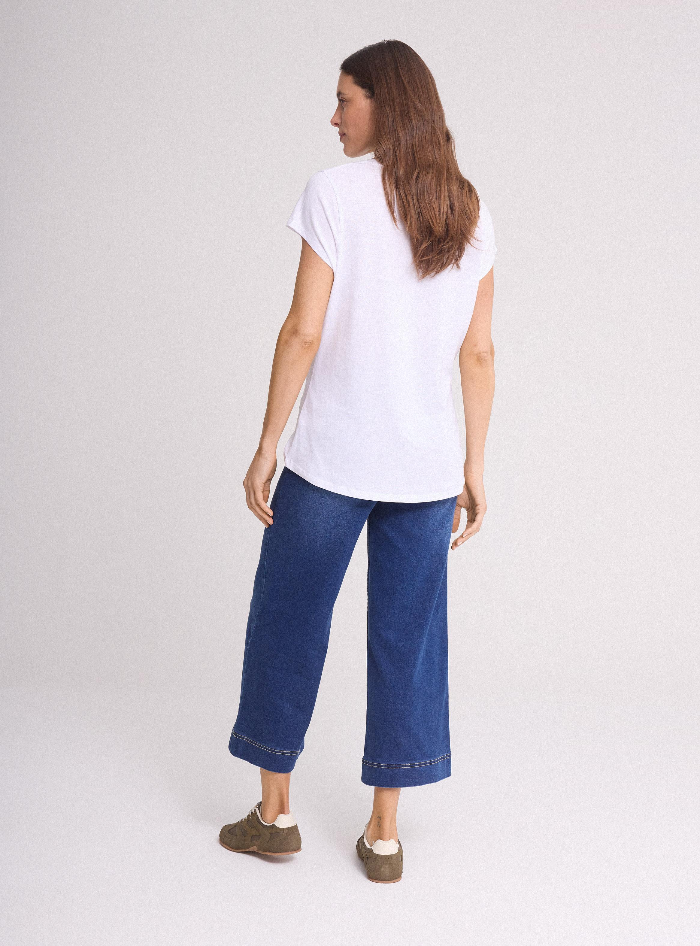 Jeans Wide Leg Tiro Alto Cropped Elasticado-5