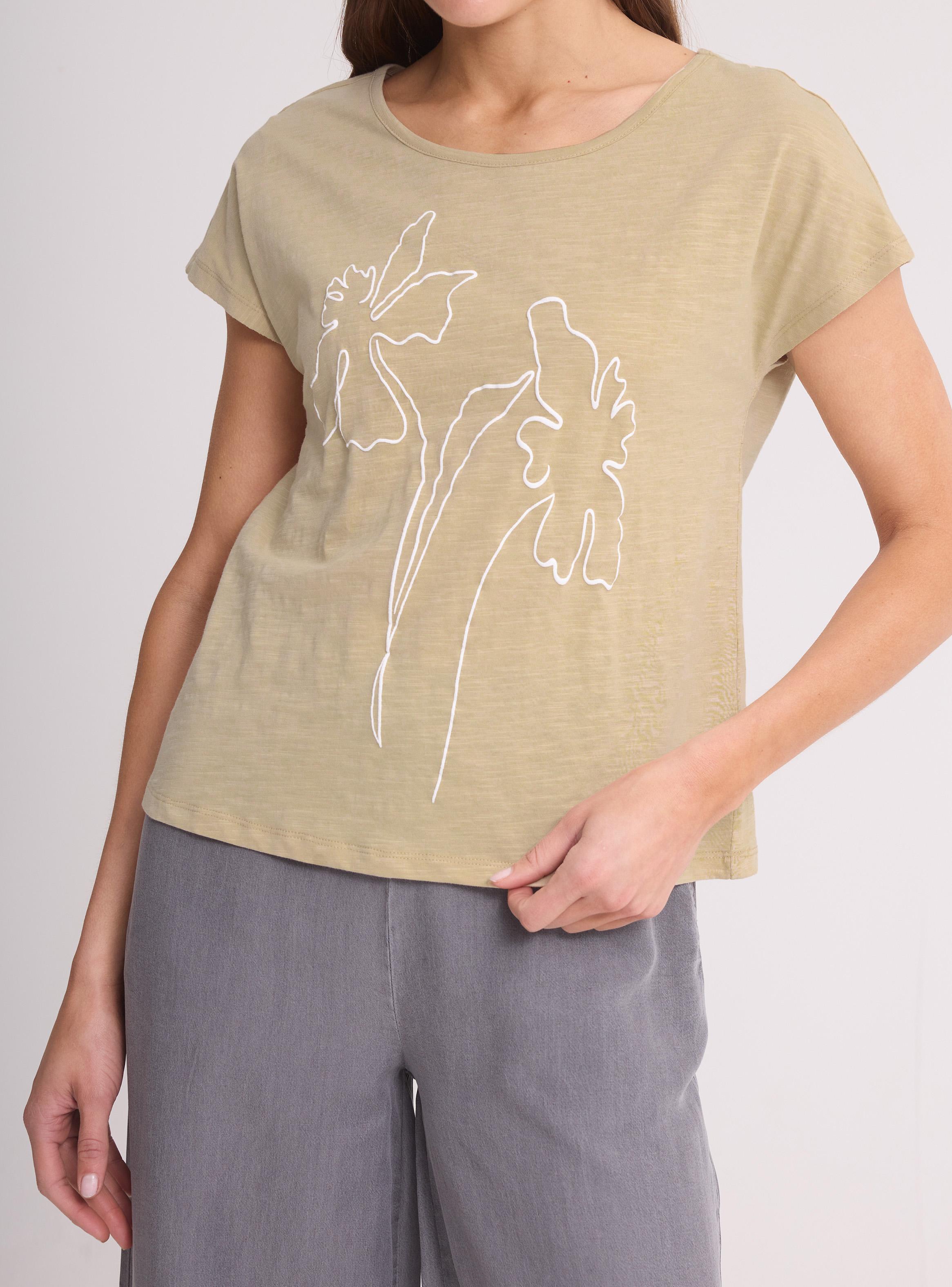 Polera Floral Lineal Manga Corta Cuello Redondo-3