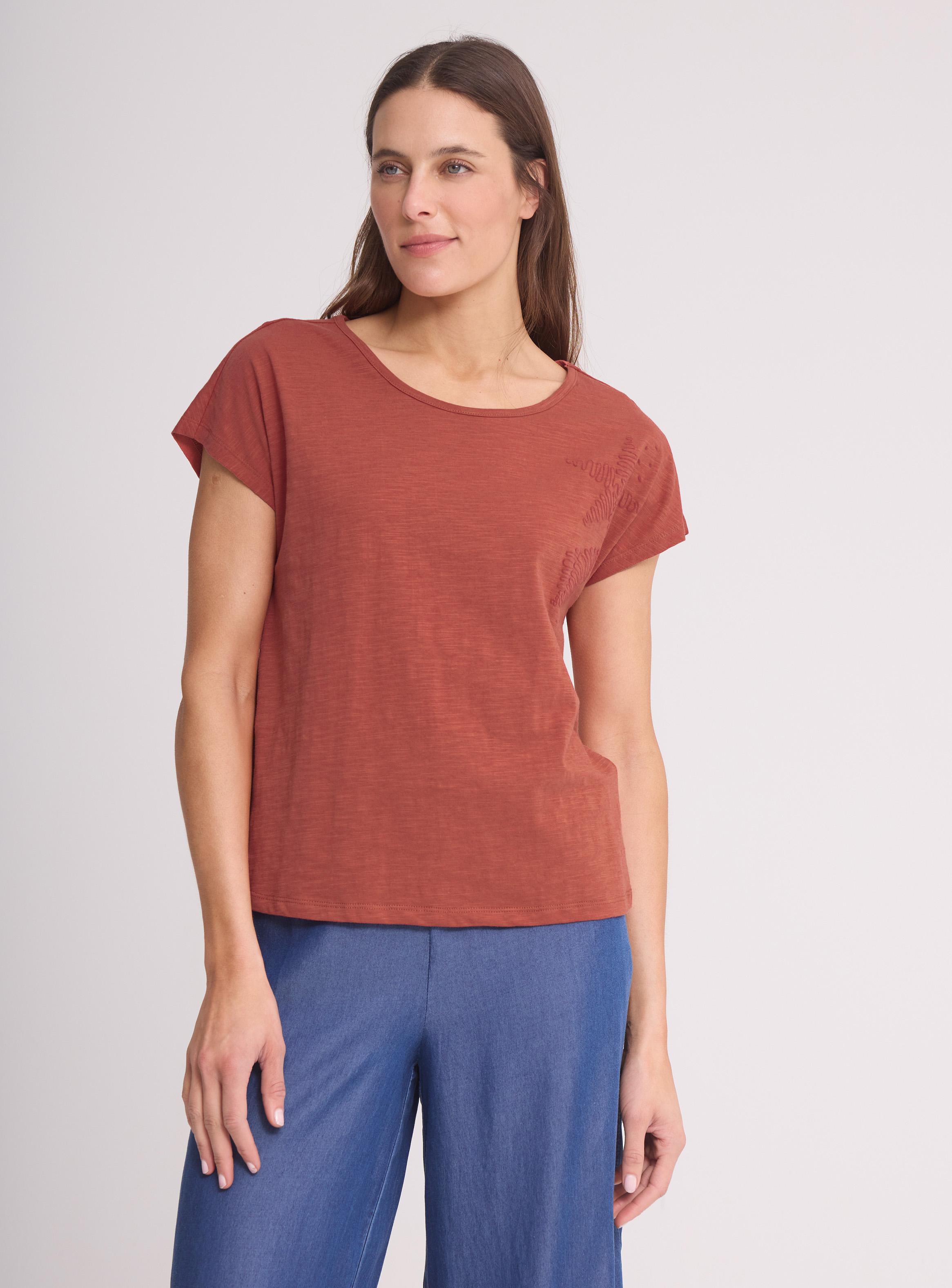 Polera Floral Lineal Manga Corta Cuello Redondo-0