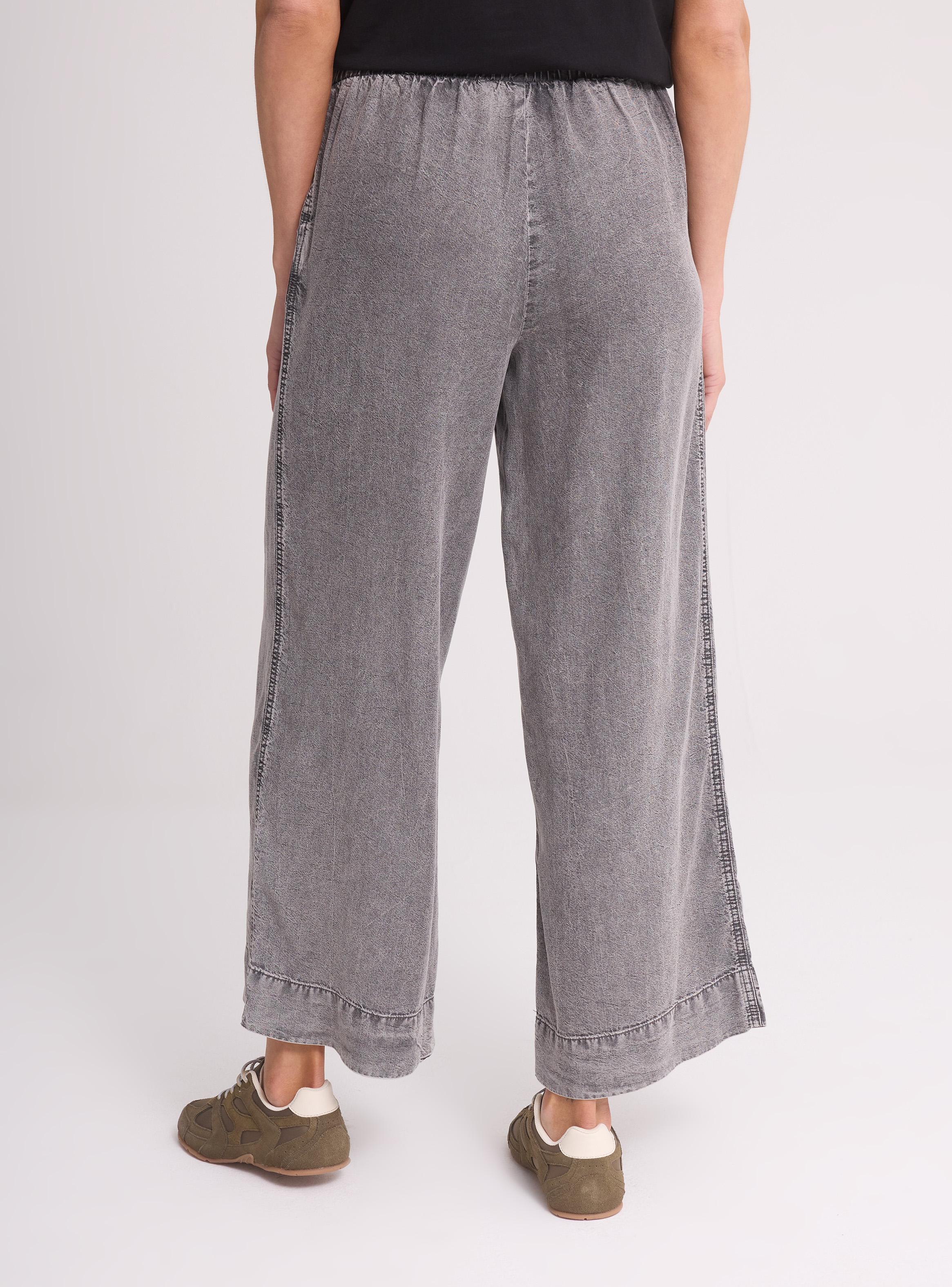 Pantalón Wide Leg Tiro Alto Pretina Elástica-1