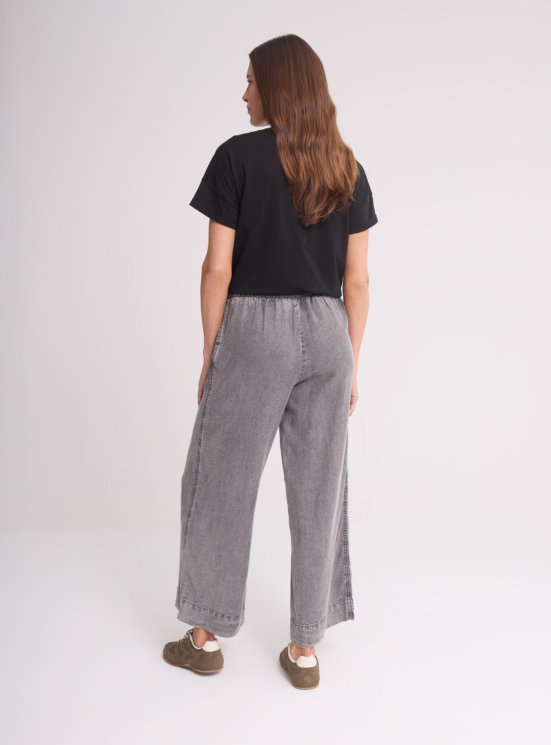 Pantalón Wide Leg Tiro Alto Pretina Elástica-5