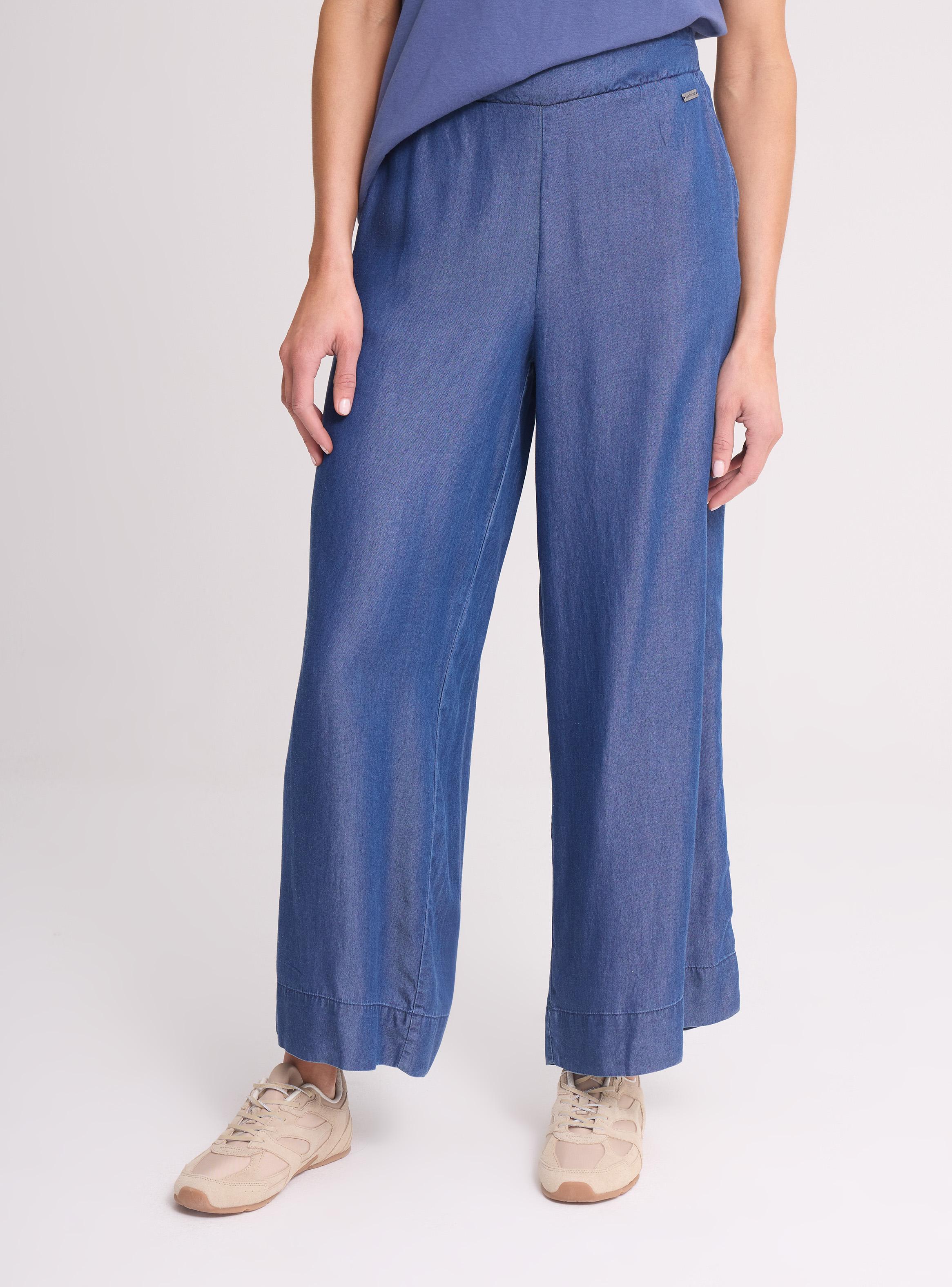 Pantalón Wide Leg Tiro Alto Pretina Elástica-0