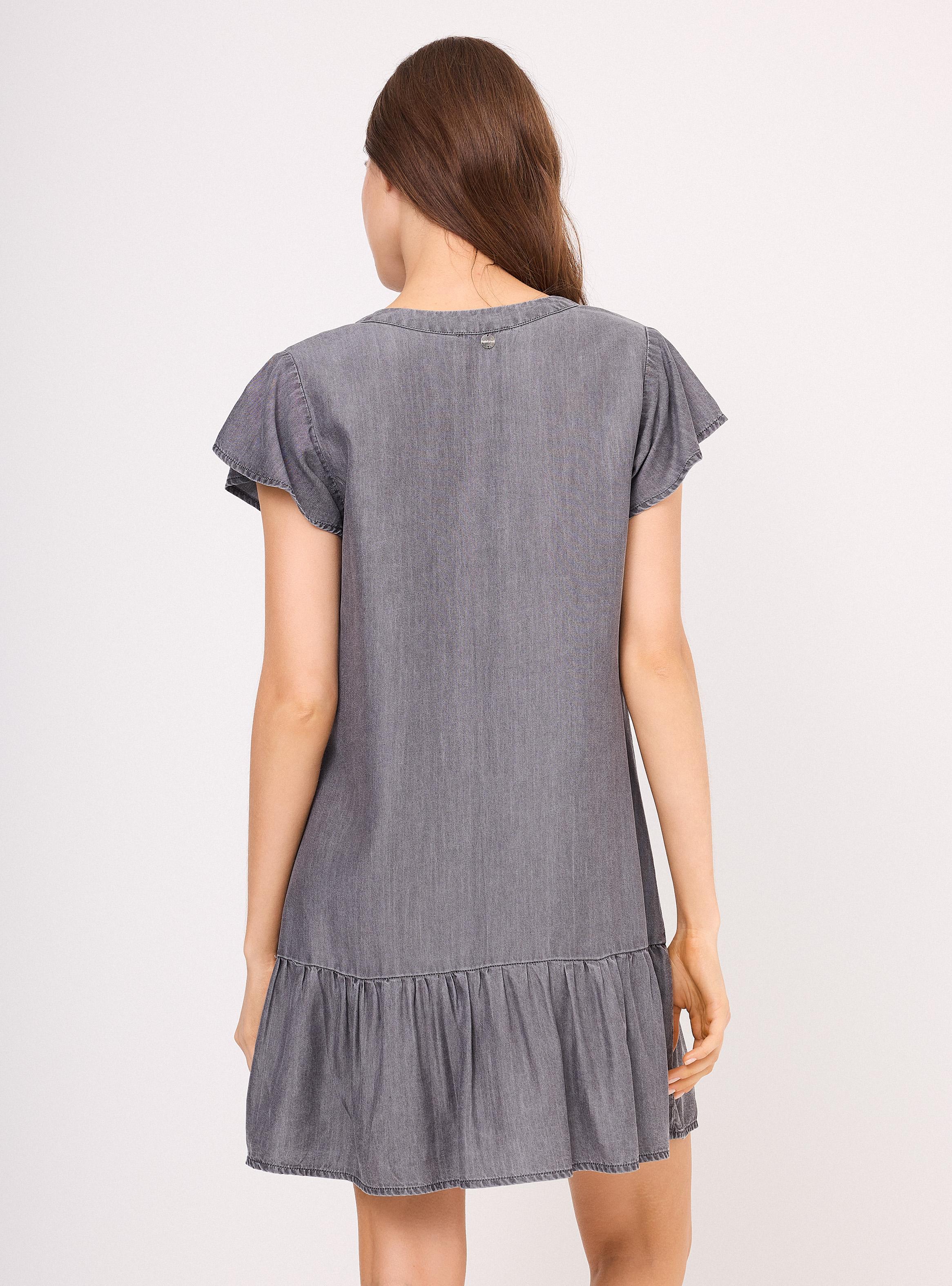 Vestido Corto con Botones y Vuelos-1