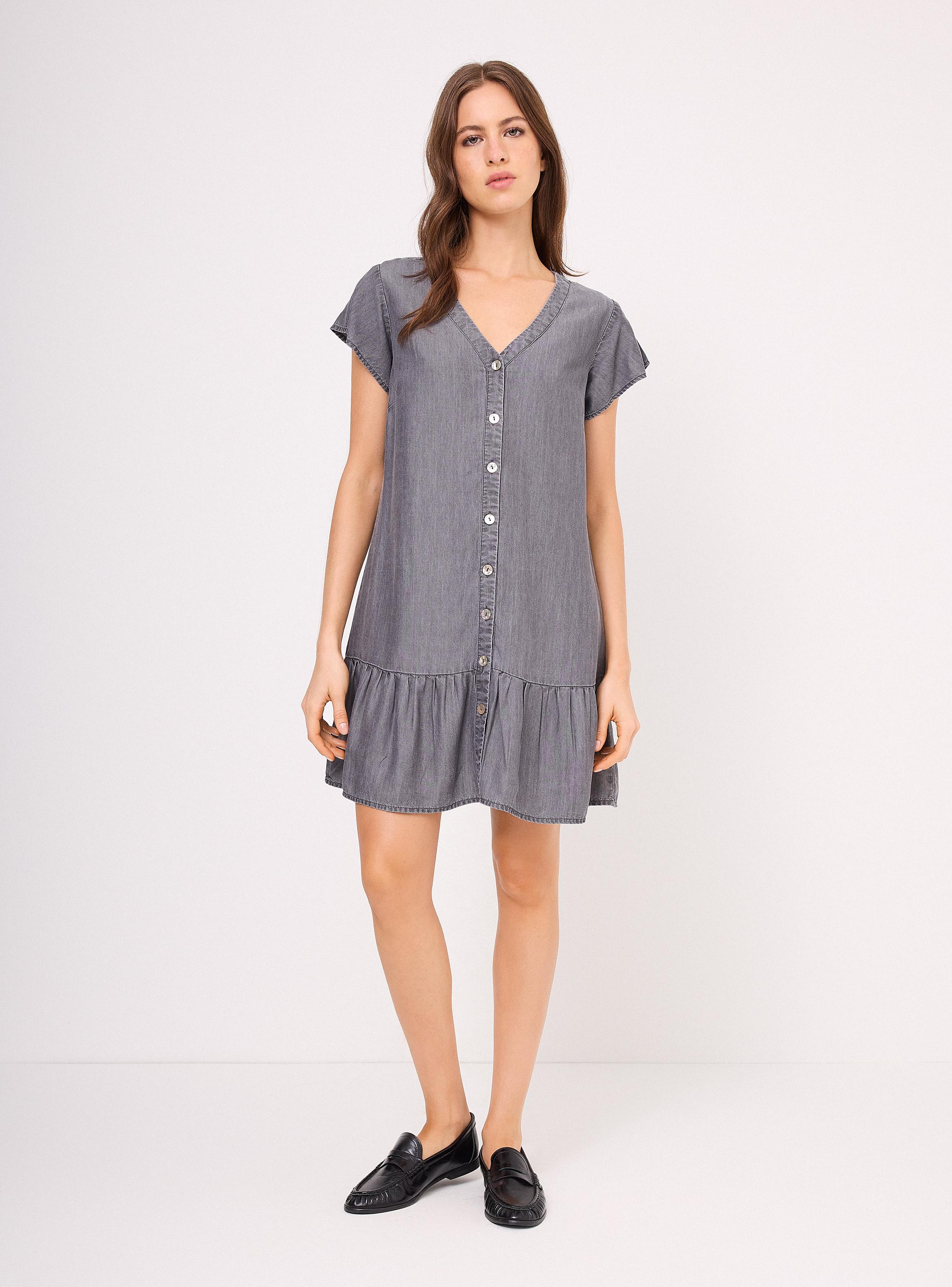 Vestido Corto con Botones y Vuelos-4