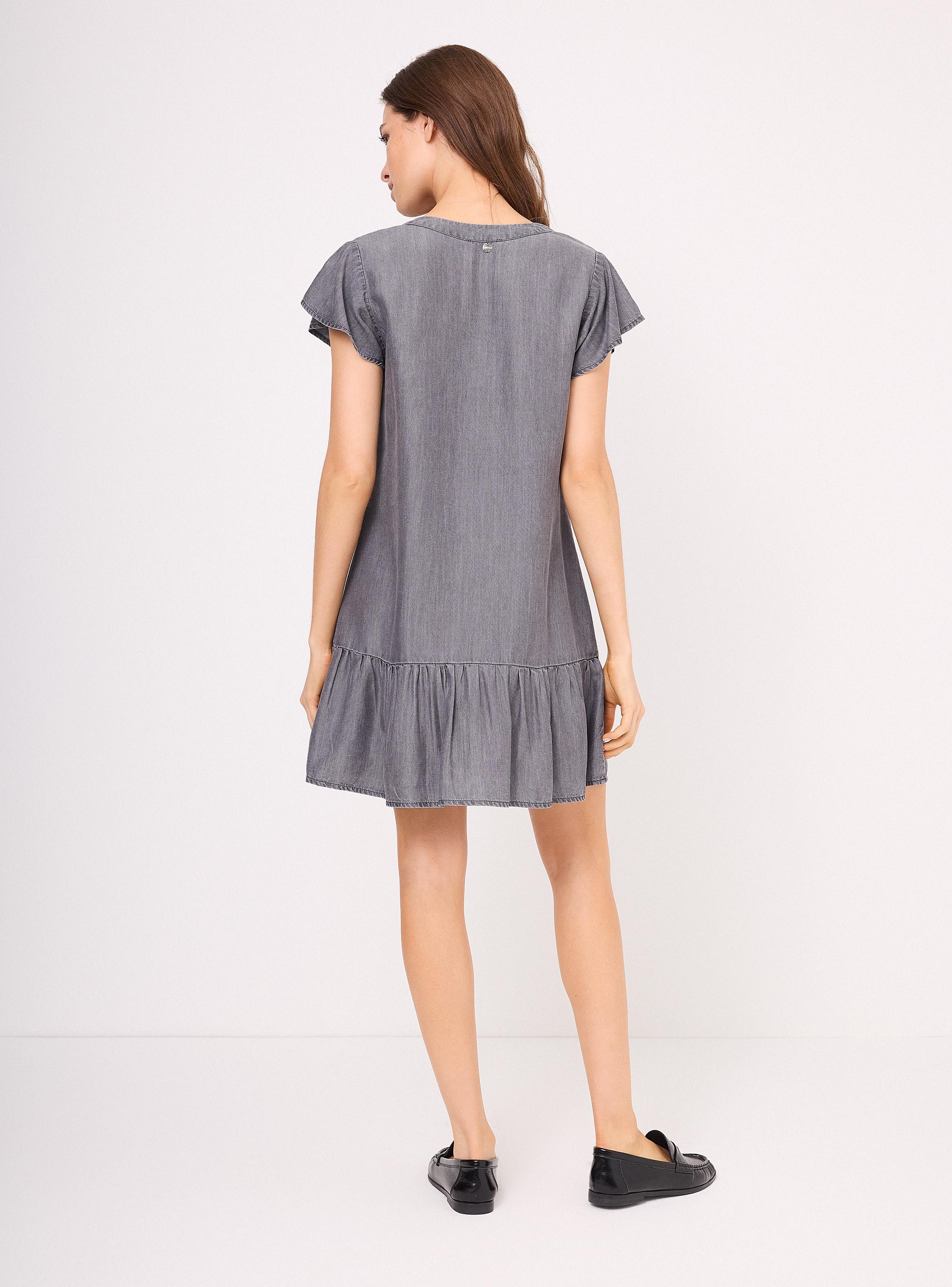 Vestido Corto con Botones y Vuelos-5