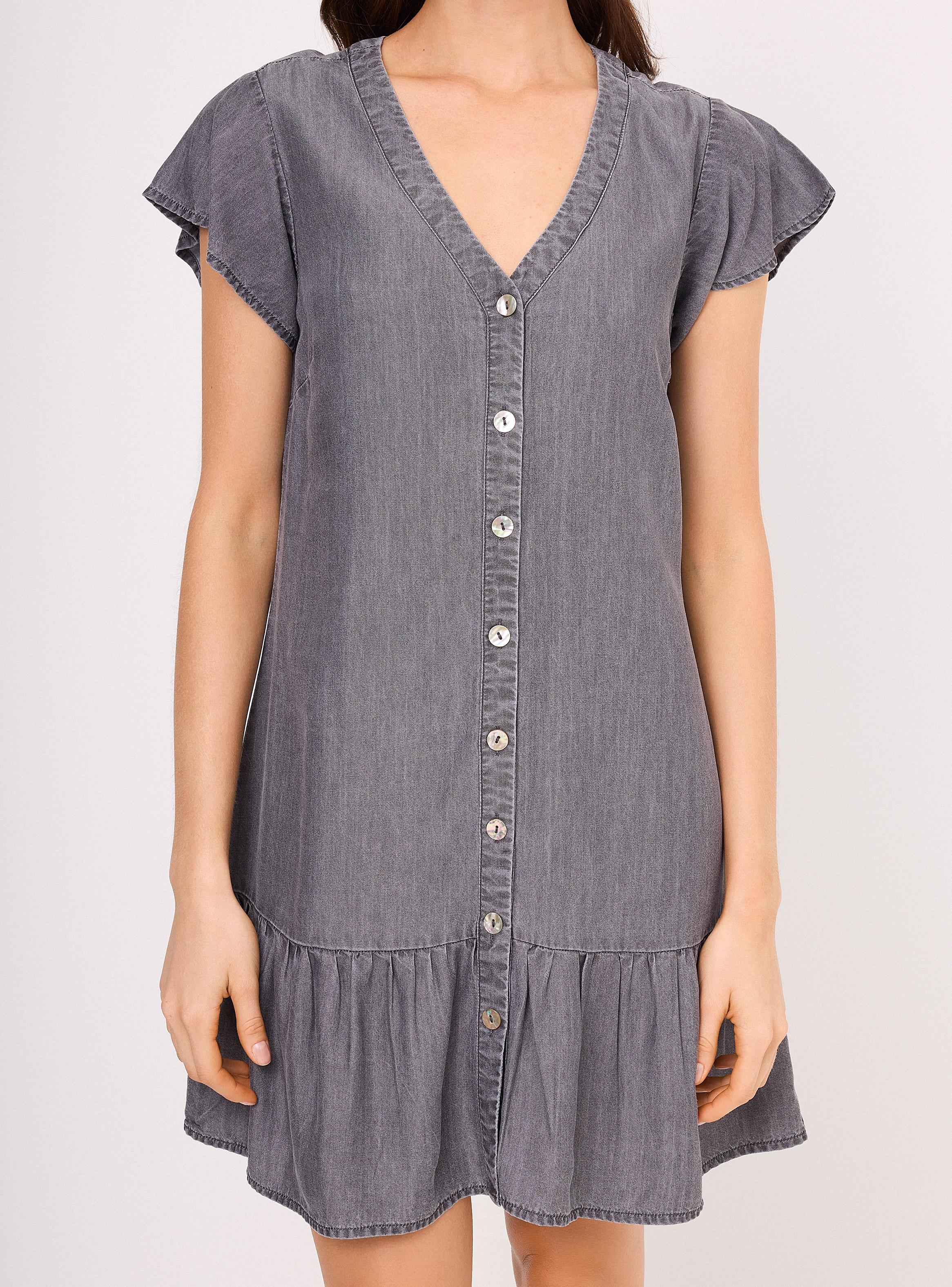 Vestido Corto con Botones y Vuelos-2
