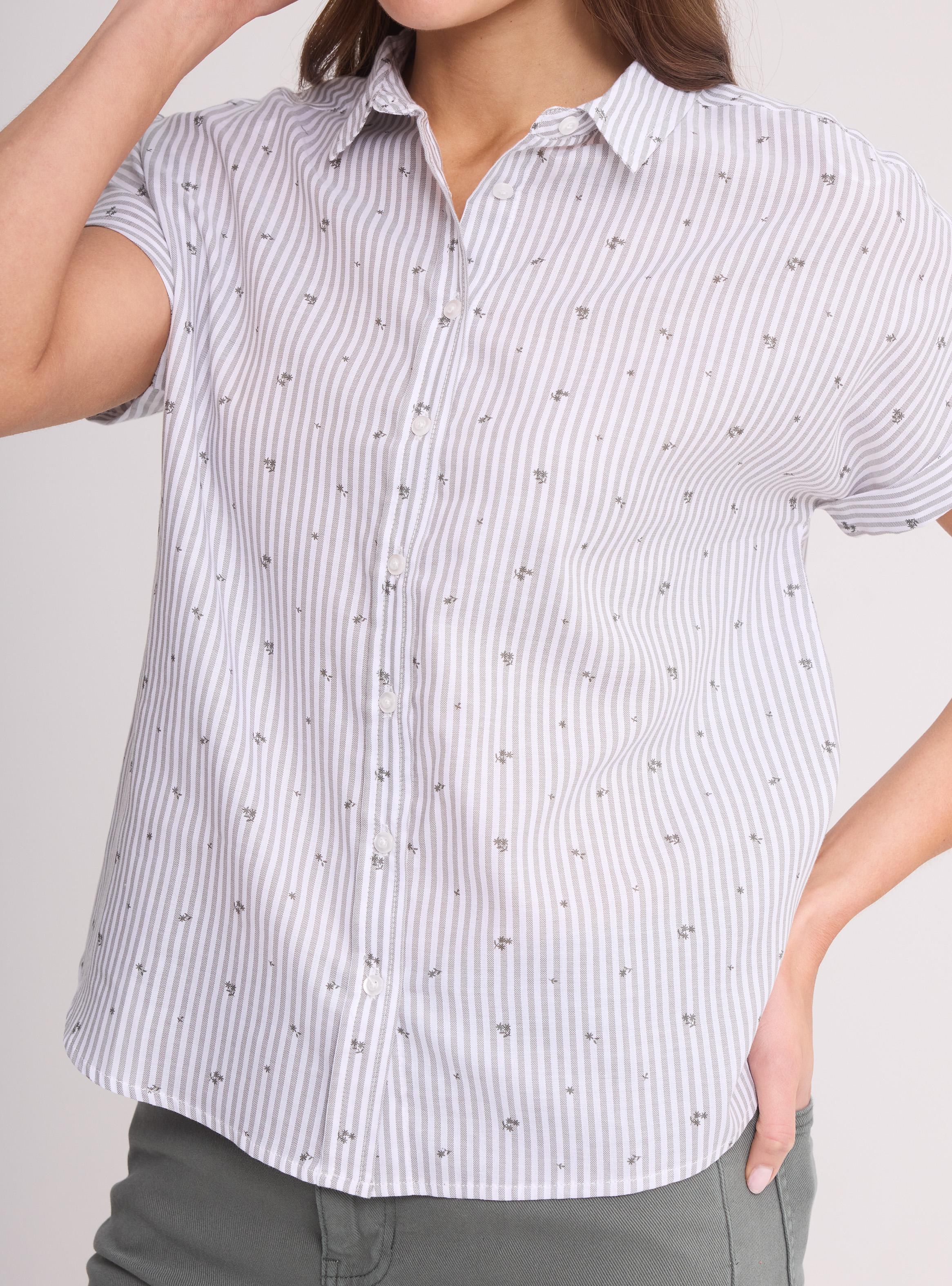 Blusa Rayas Verticales Mini Estampado Cuello Botón-3