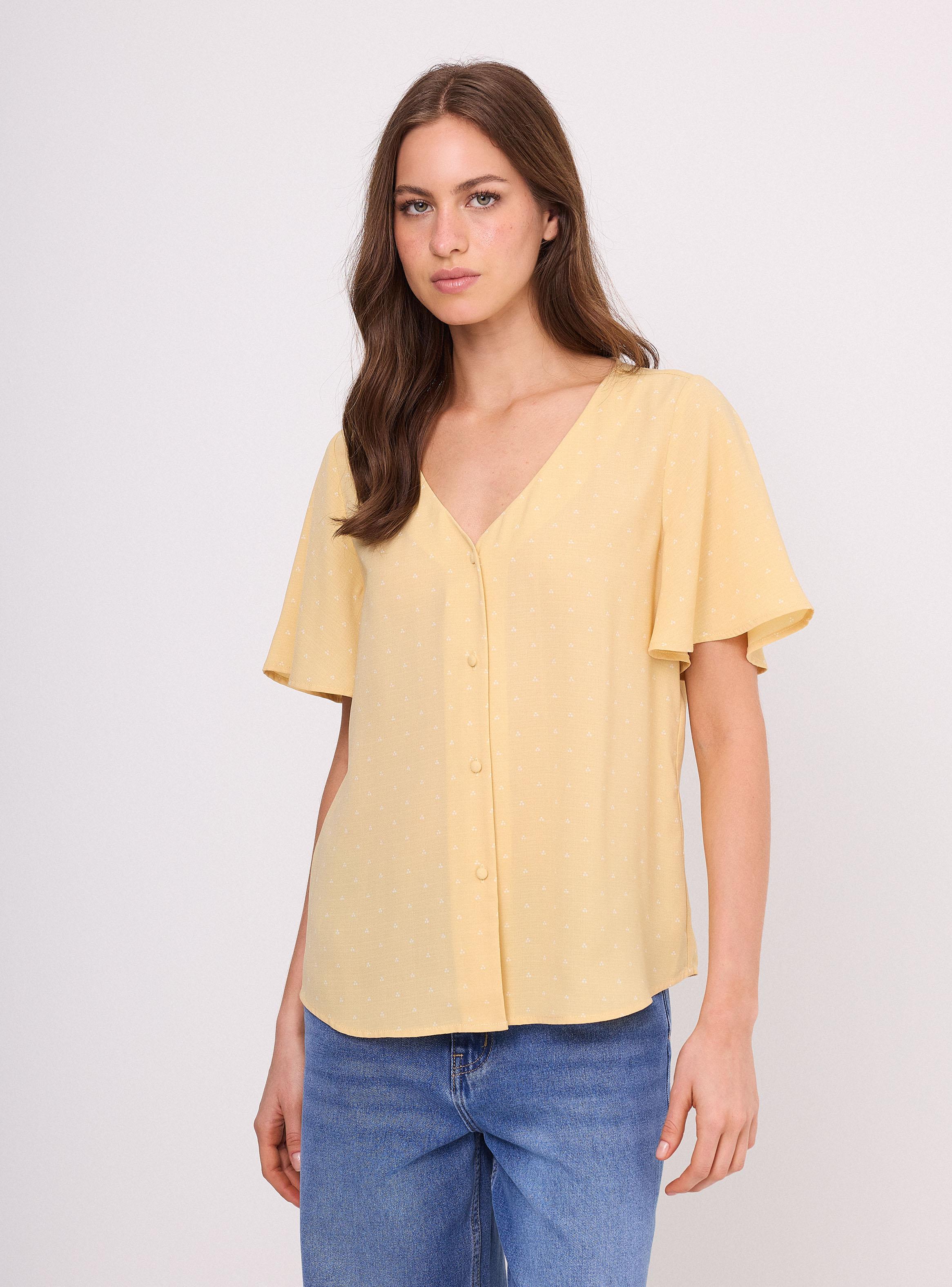 Blusa Cuello V con Botones Manga Mariposa-0