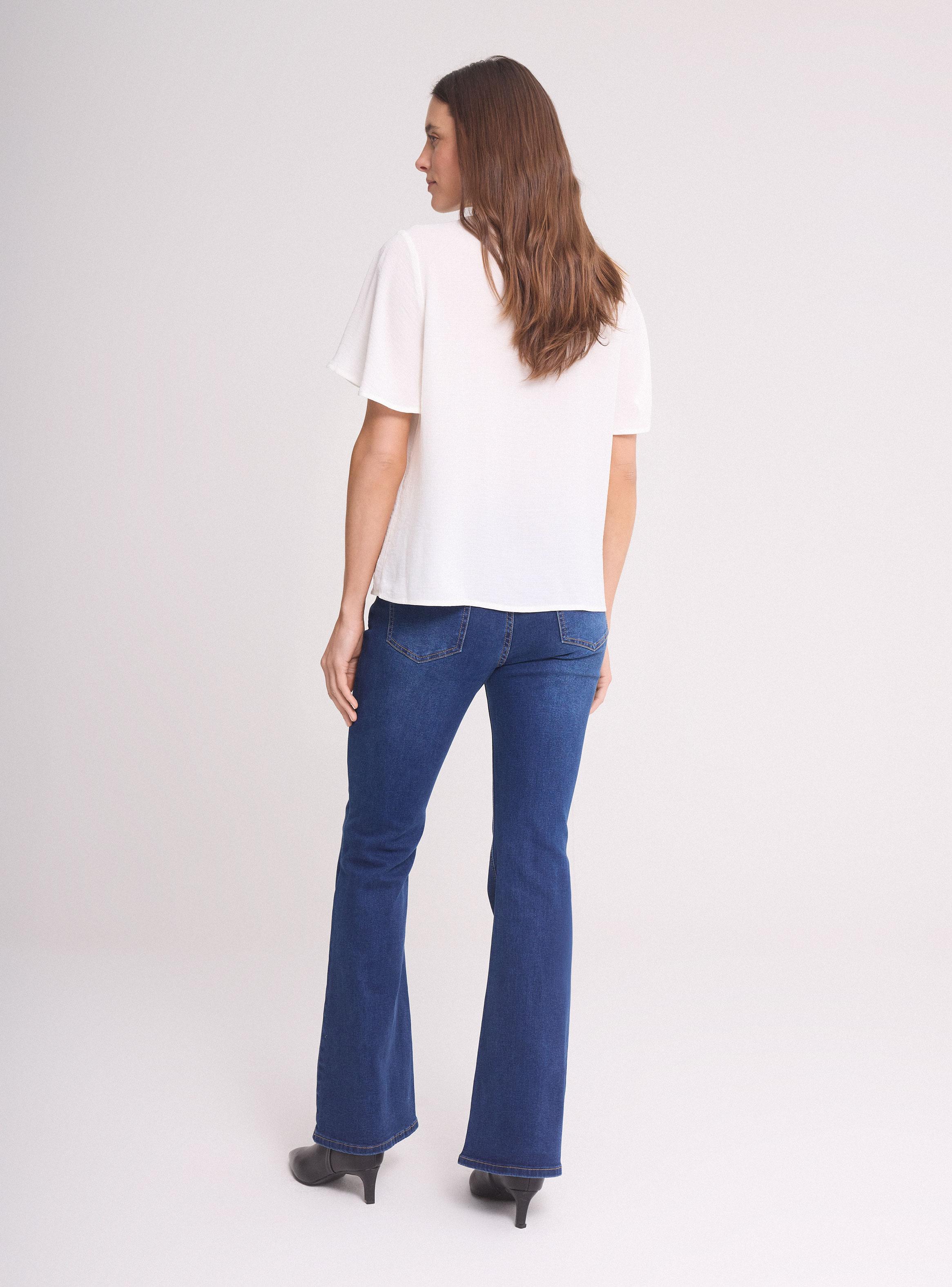 Jeans Flare Fit Tiro Alto Elasticado-5