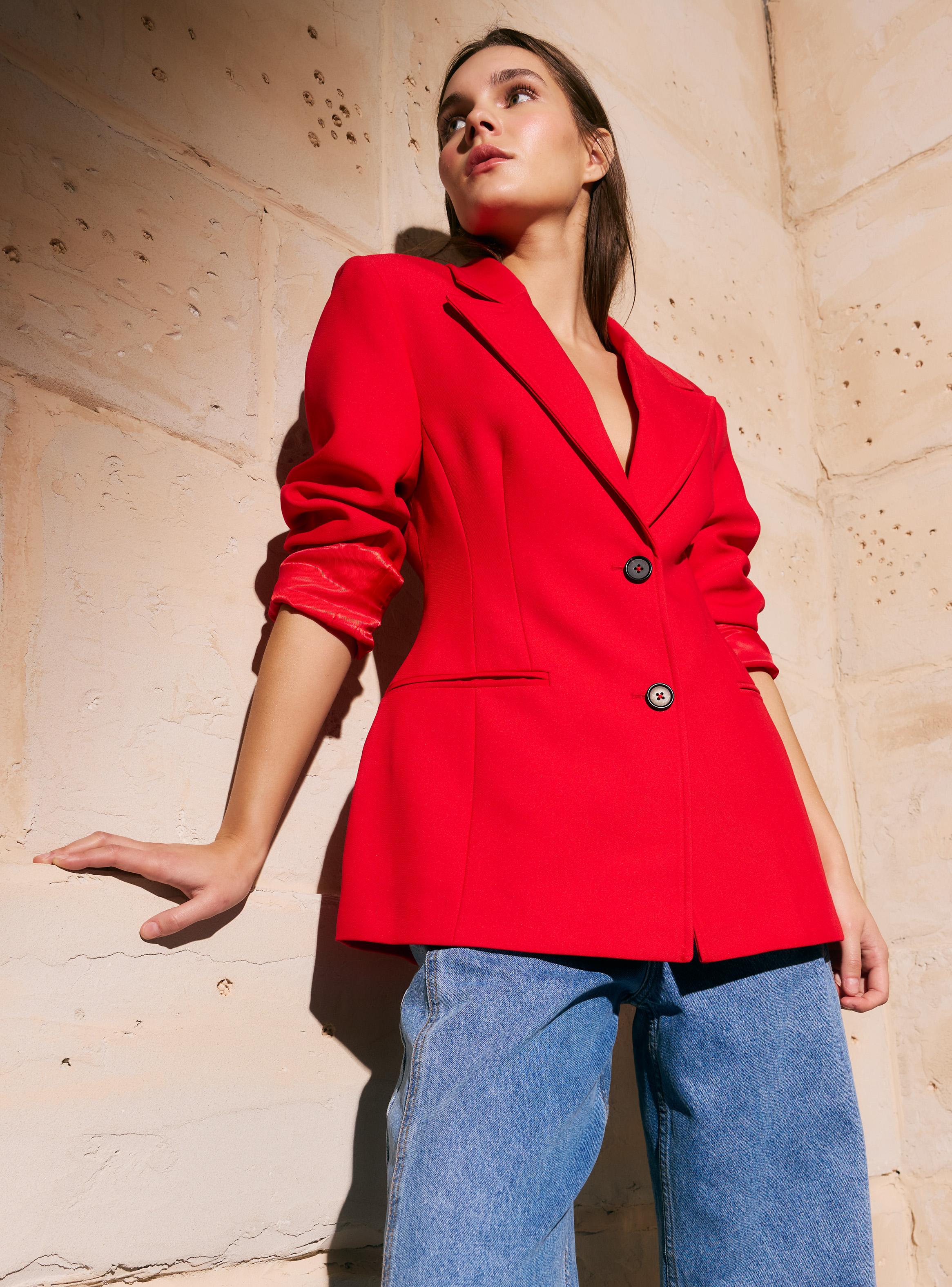 Blazer Acinturado Cuello con Solapa y Cierre de Botones-0