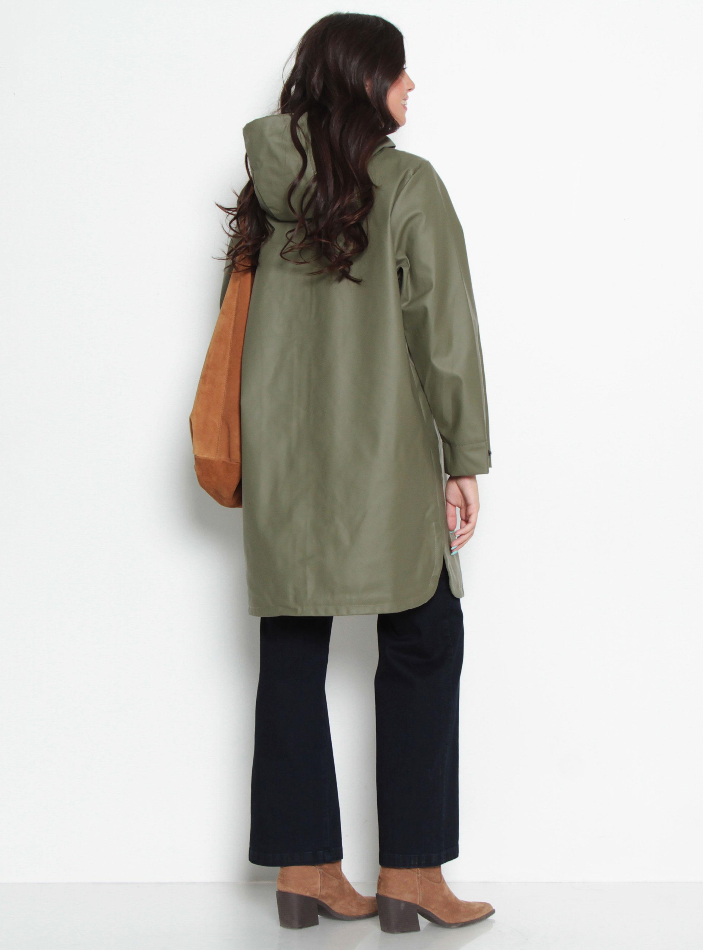 Chaqueta Impermeable Sólida con Capucha y Bolsillos-4