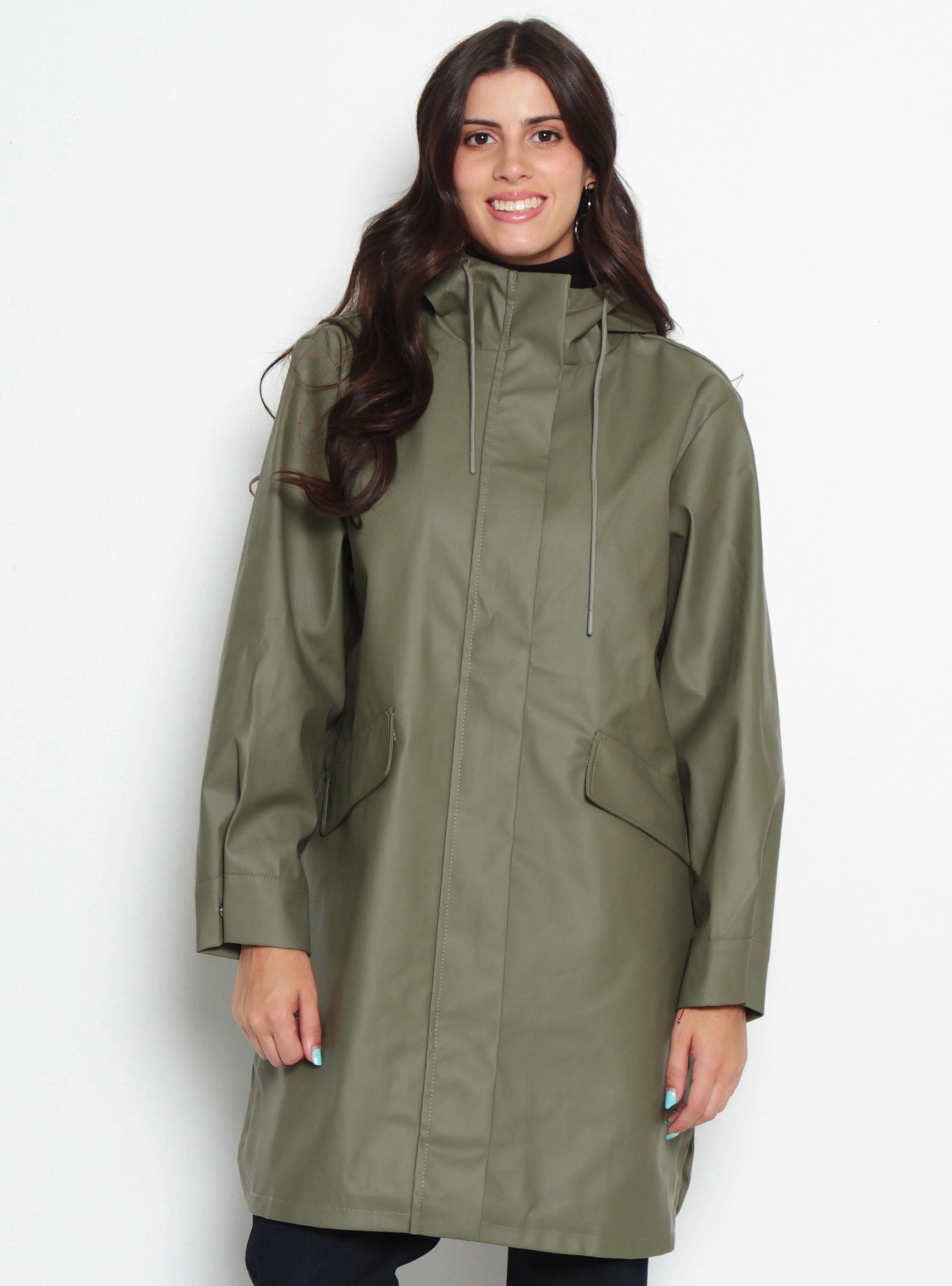 Chaqueta Impermeable Sólida con Capucha y Bolsillos-0