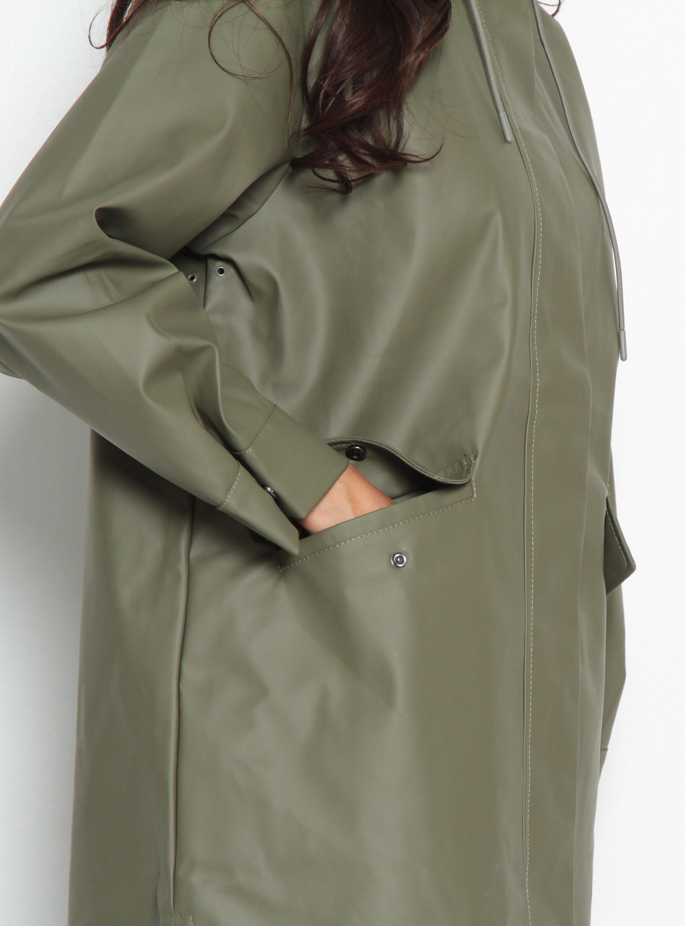 Chaqueta Impermeable Sólida con Capucha y Bolsillos-2