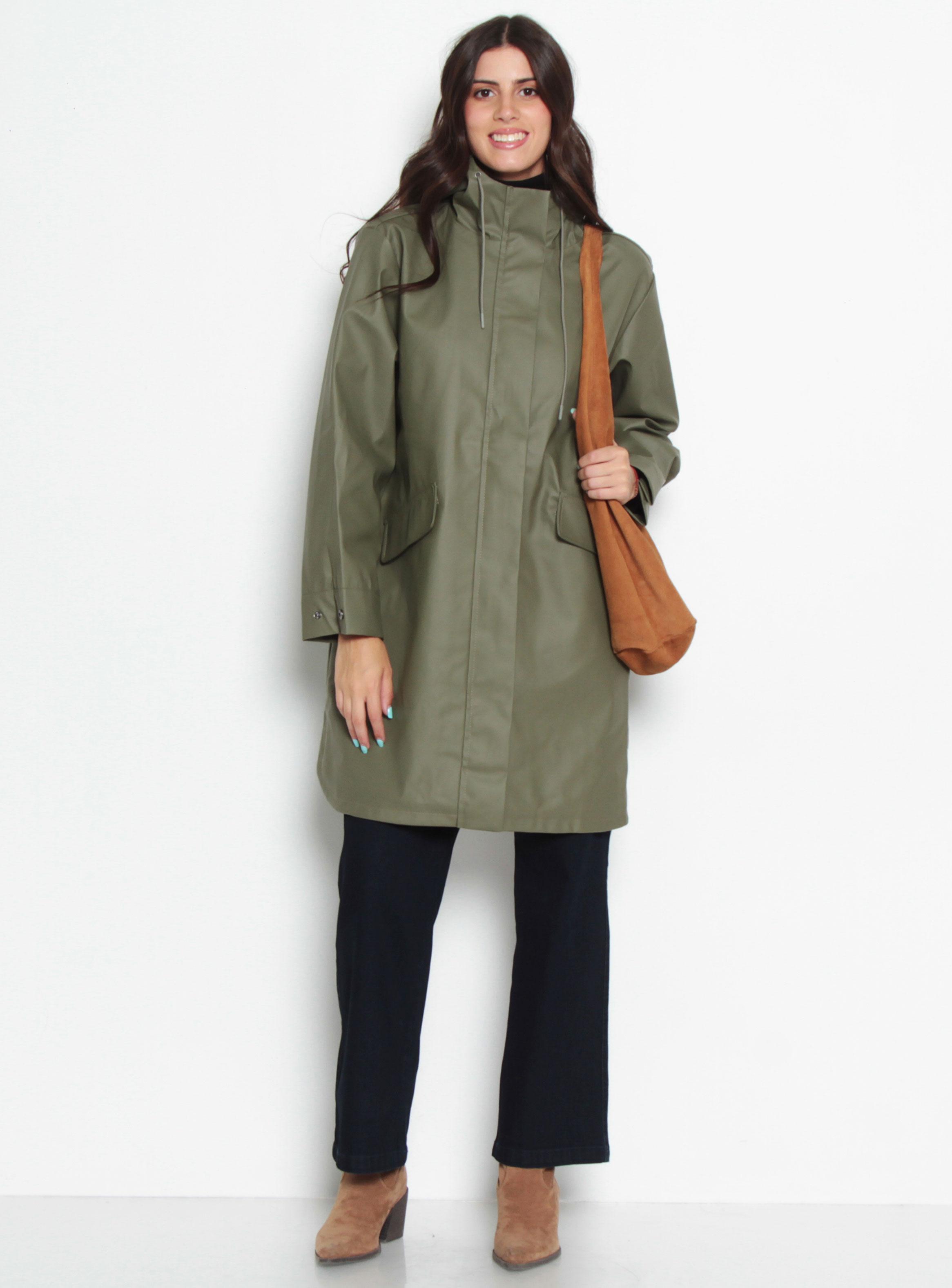 Chaqueta Impermeable Sólida con Capucha y Bolsillos-3