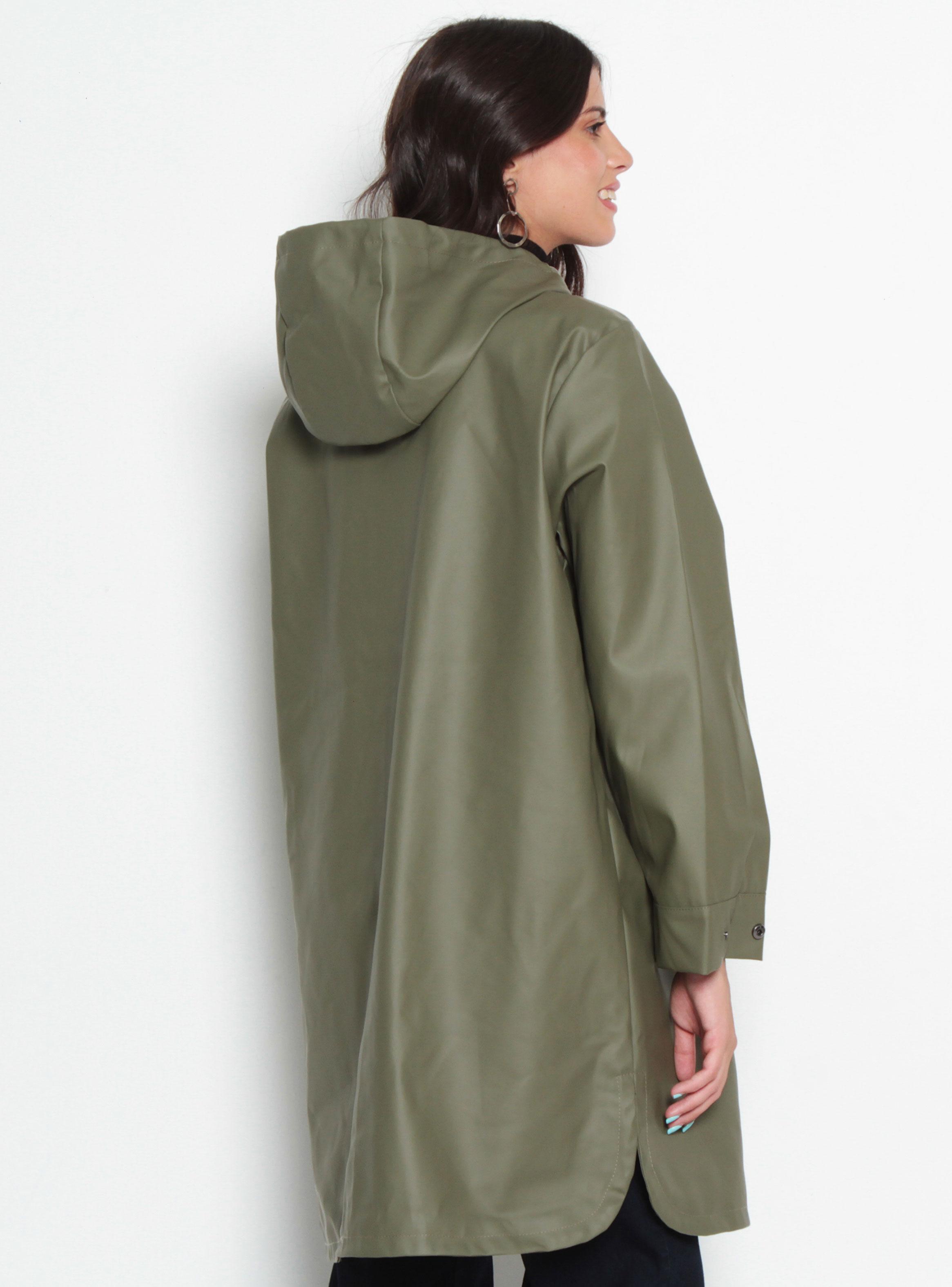 Chaqueta Impermeable Sólida con Capucha y Bolsillos-1
