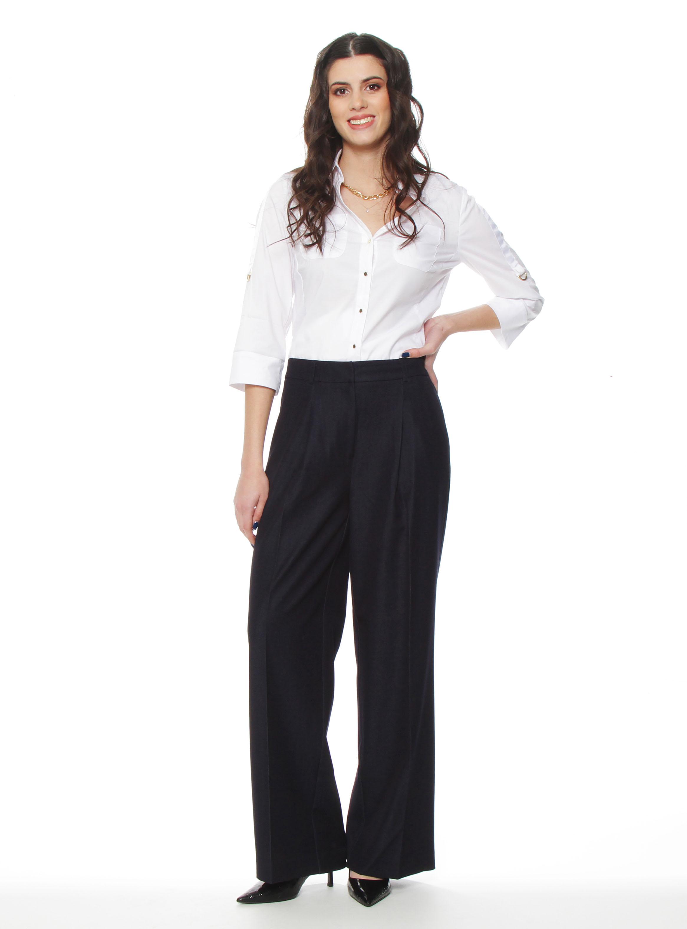 Pantalón Recto Tiro Alto Pretina Básica-3