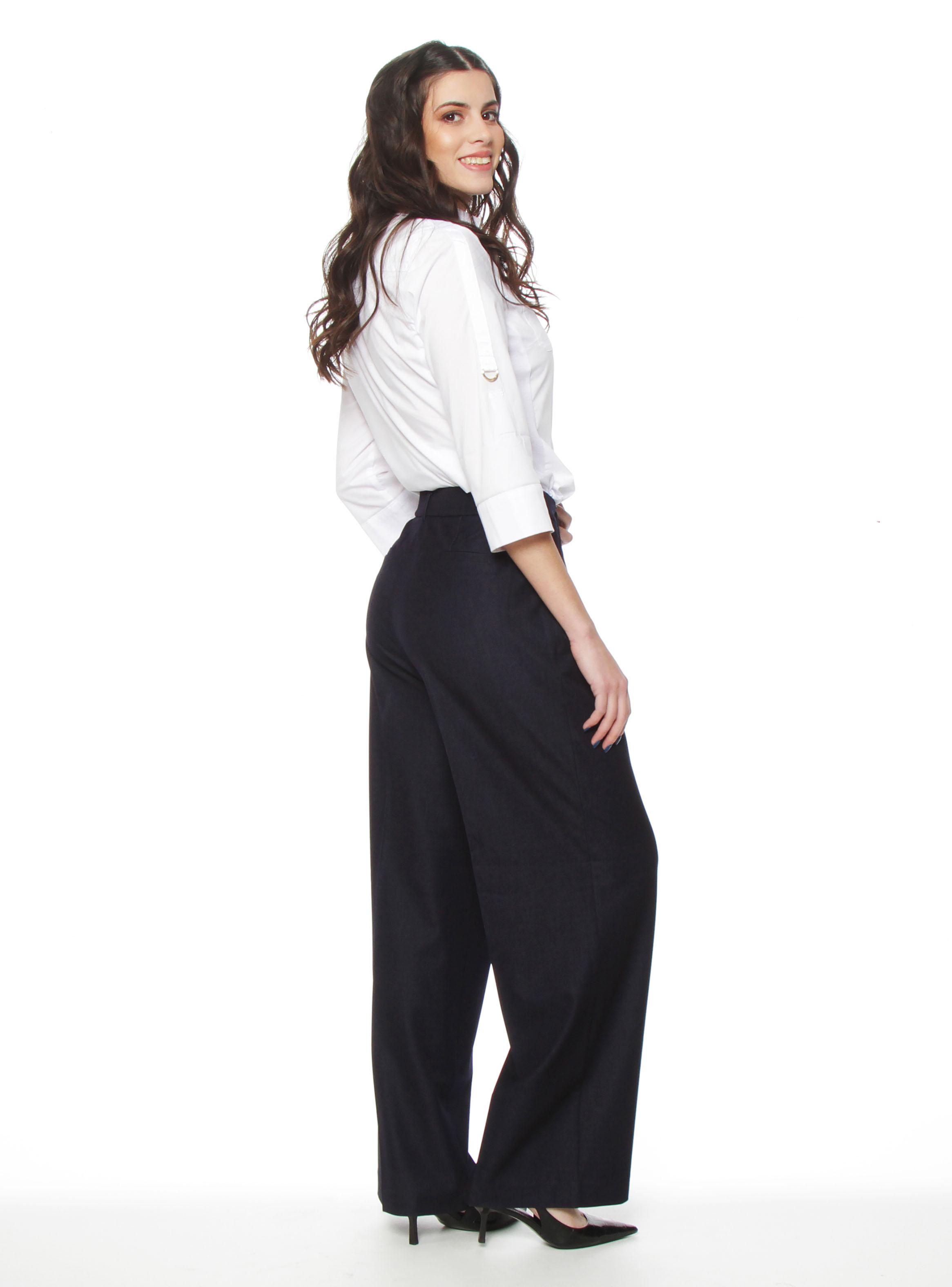 Pantalón Recto Tiro Alto Pretina Básica-4
