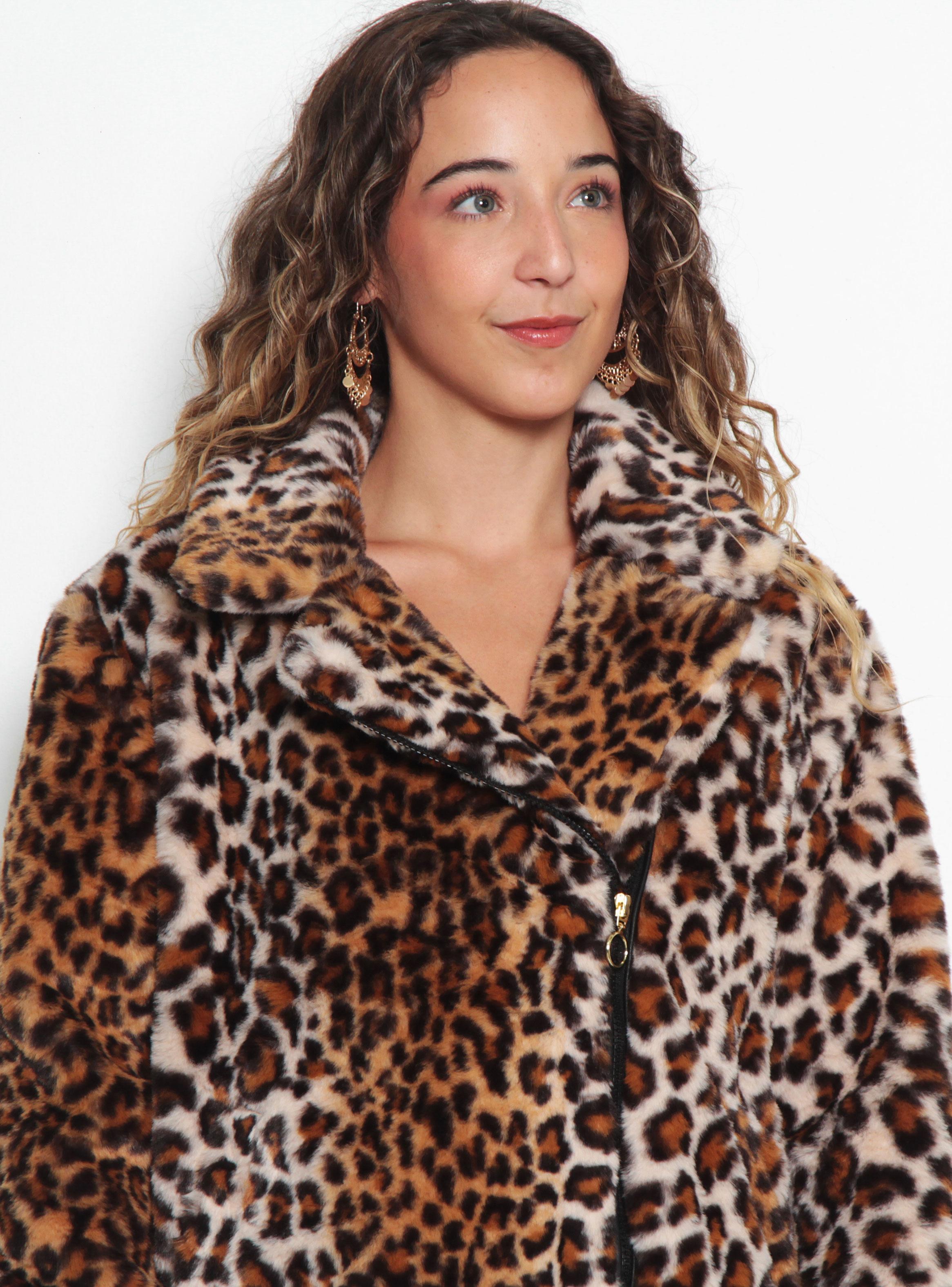 Chaqueta Piel Ecológica Estampada Manga Larga con Cierre-2