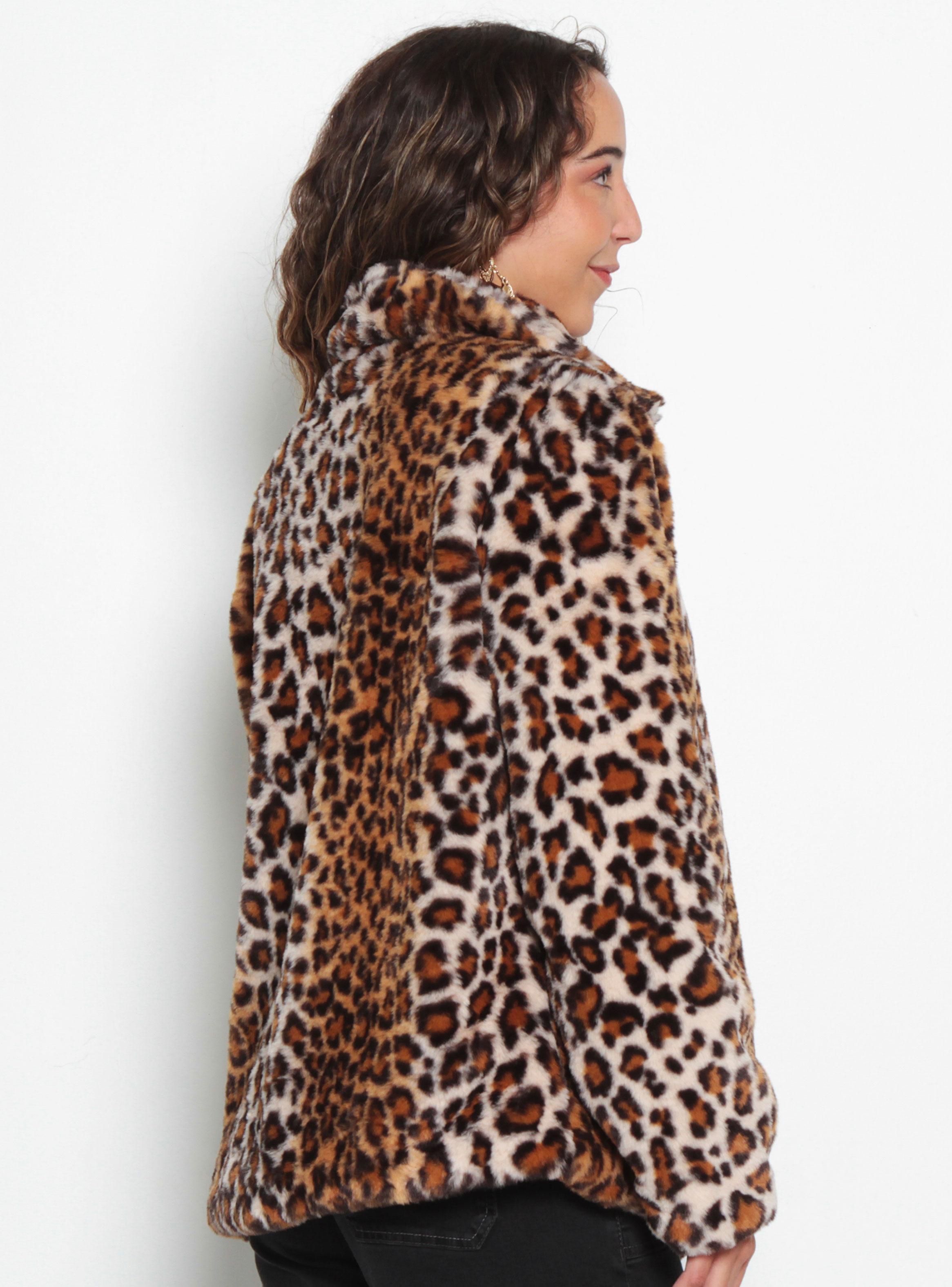 Chaqueta Piel Ecológica Estampada Manga Larga con Cierre-1