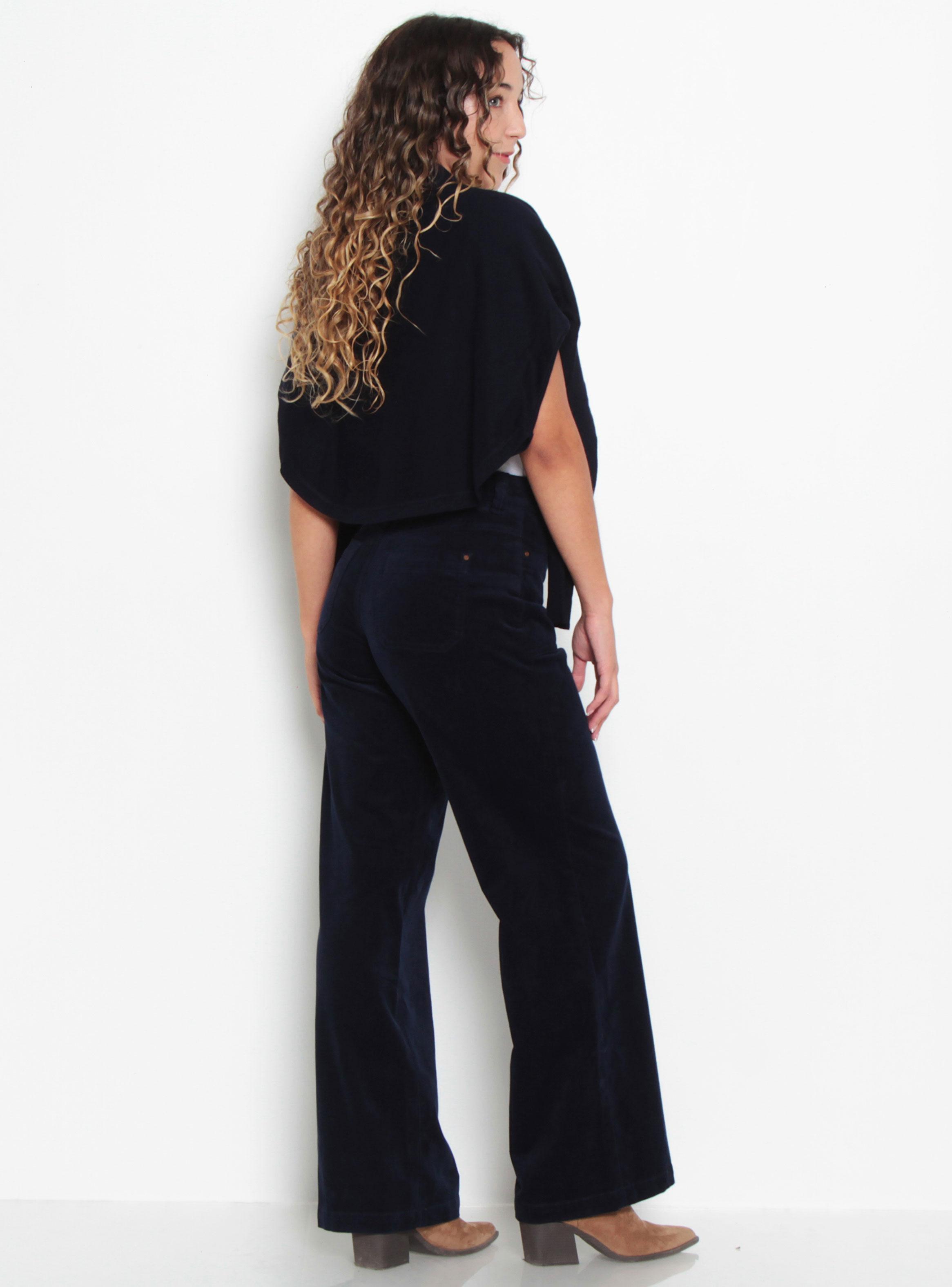 Pantalón Wide Leg Cotelé Tiro Alto Pretina-4