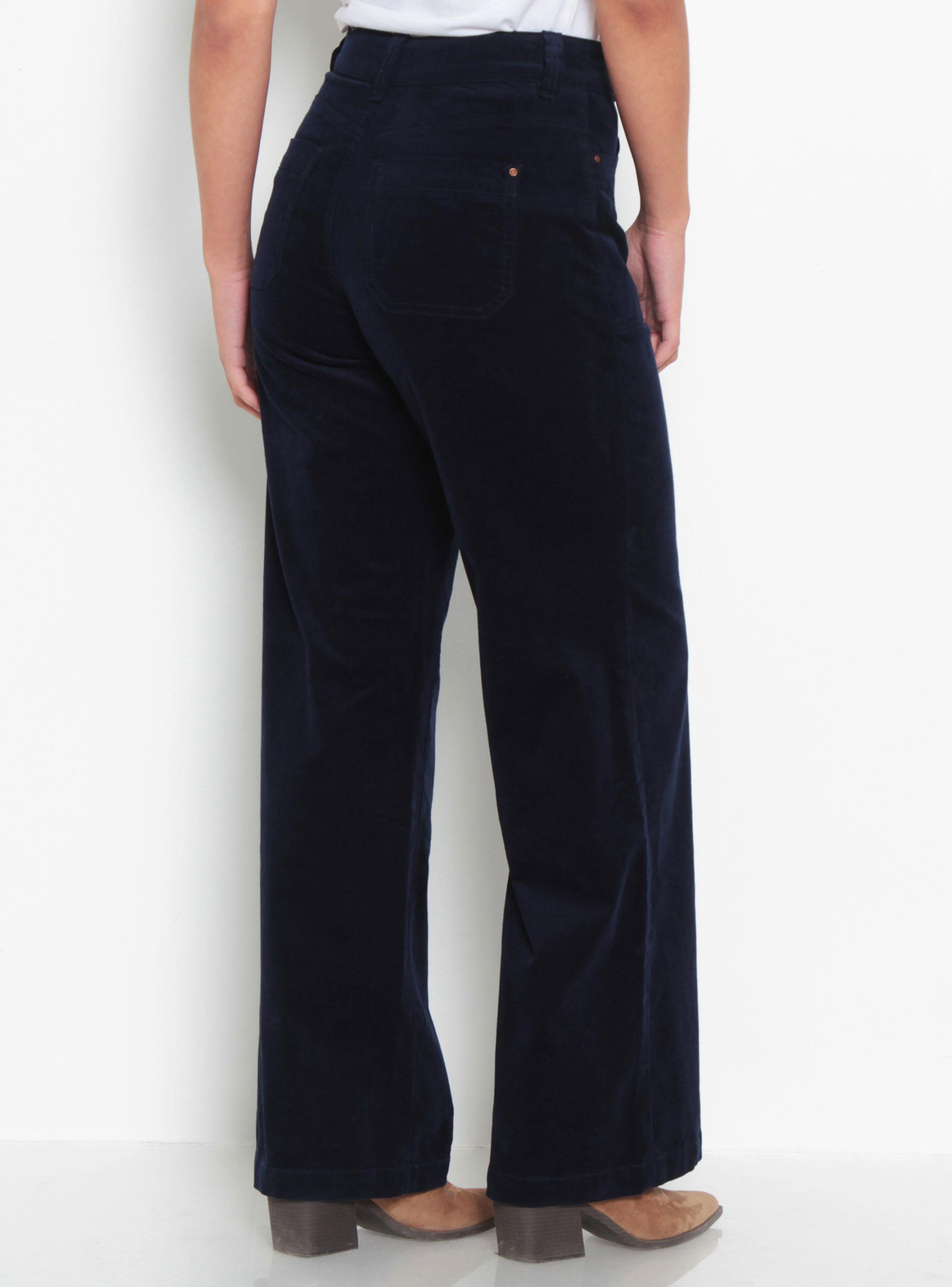 Pantalón Wide Leg Cotelé Tiro Alto Pretina-1