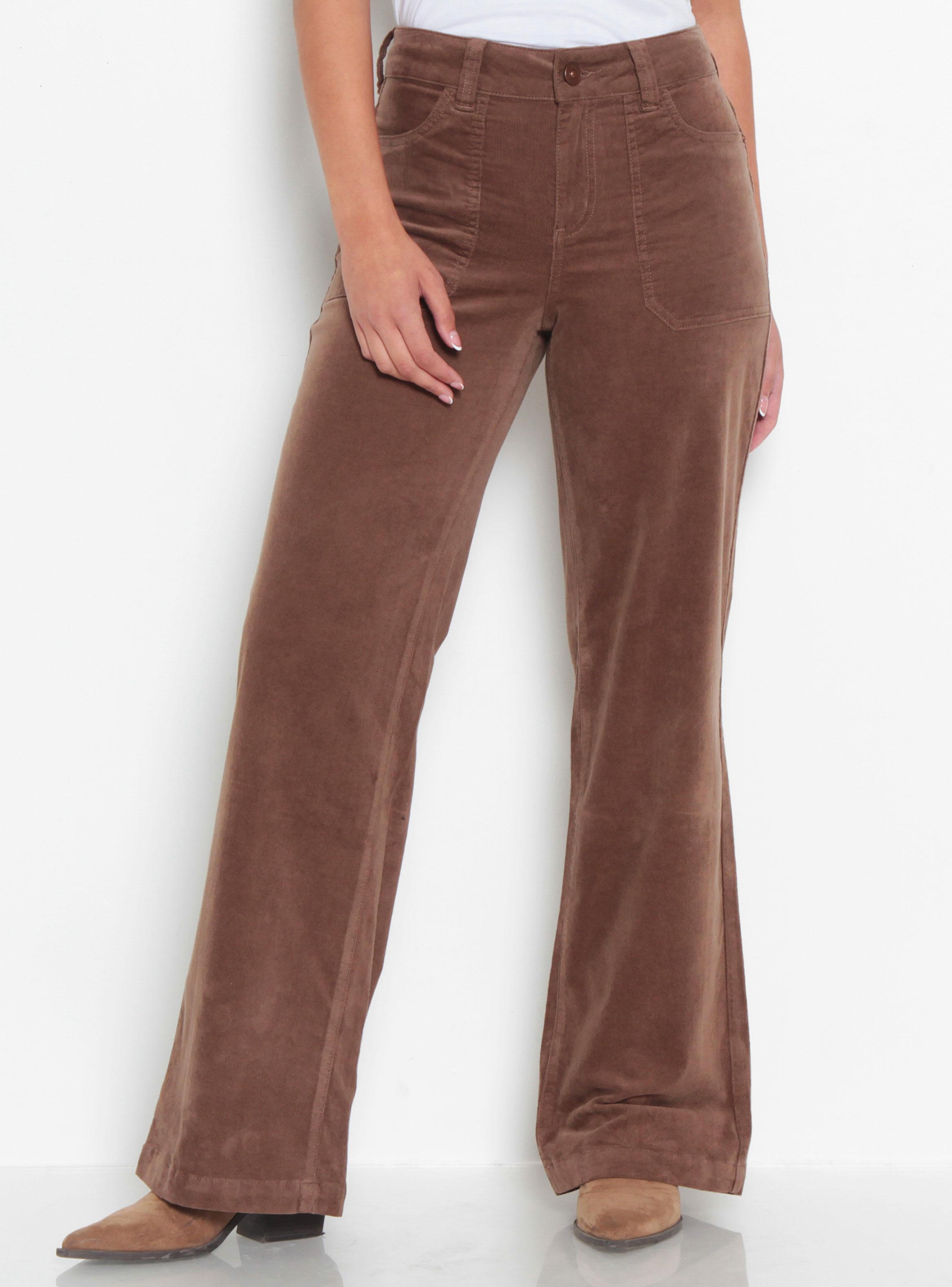 Pantalón Wide Leg Cotelé Tiro Alto Pretina-0