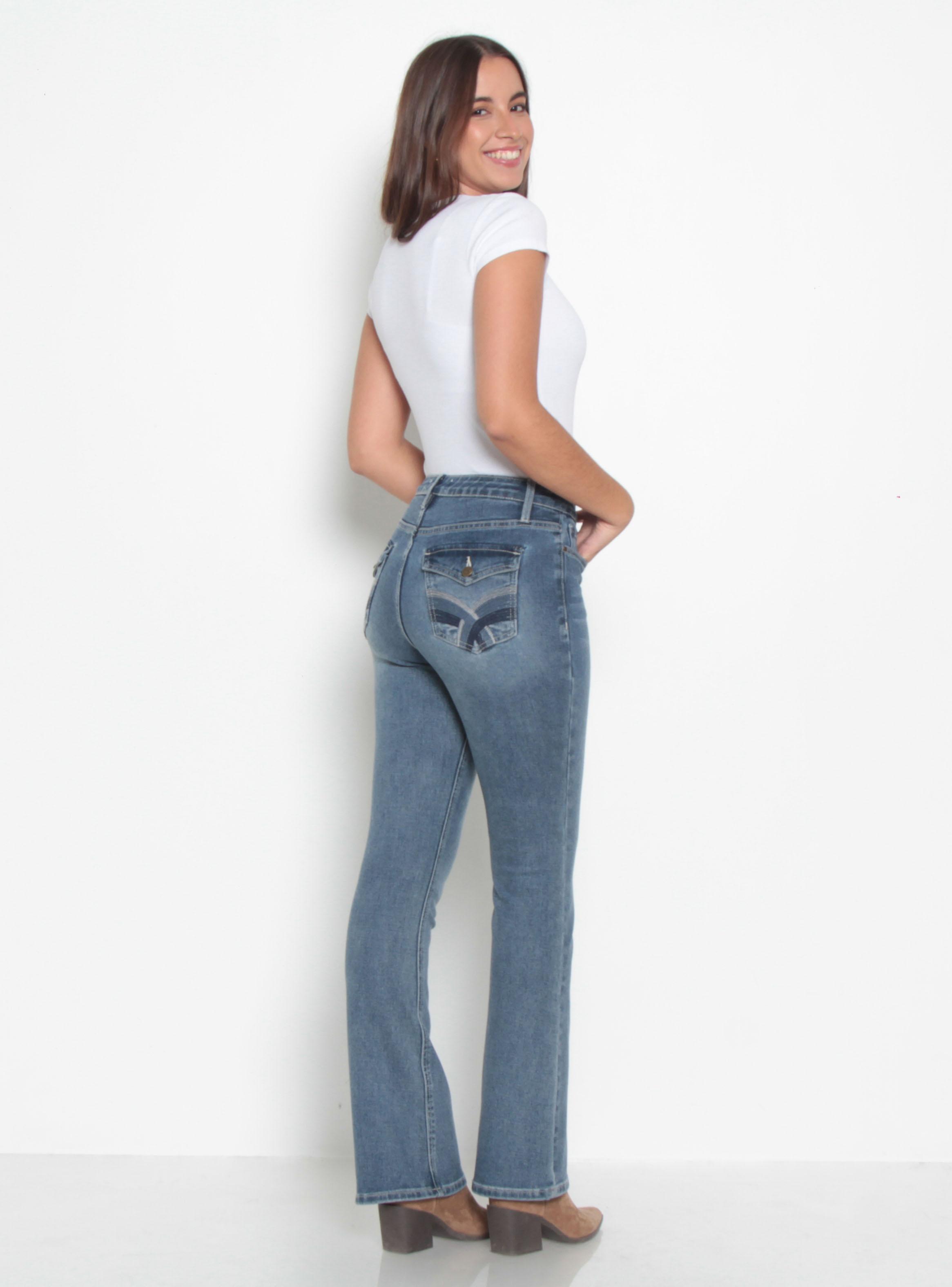 Jeans Recto Tiro Medio con Tapateas en Bolsillo-4