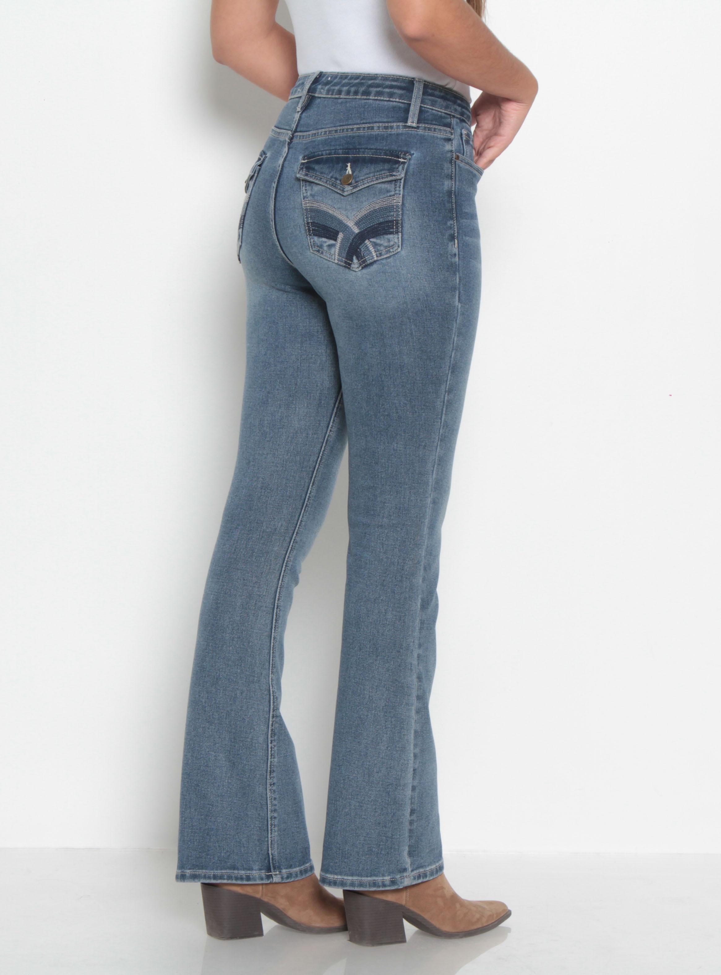 Jeans Recto Tiro Medio con Tapateas en Bolsillo-1