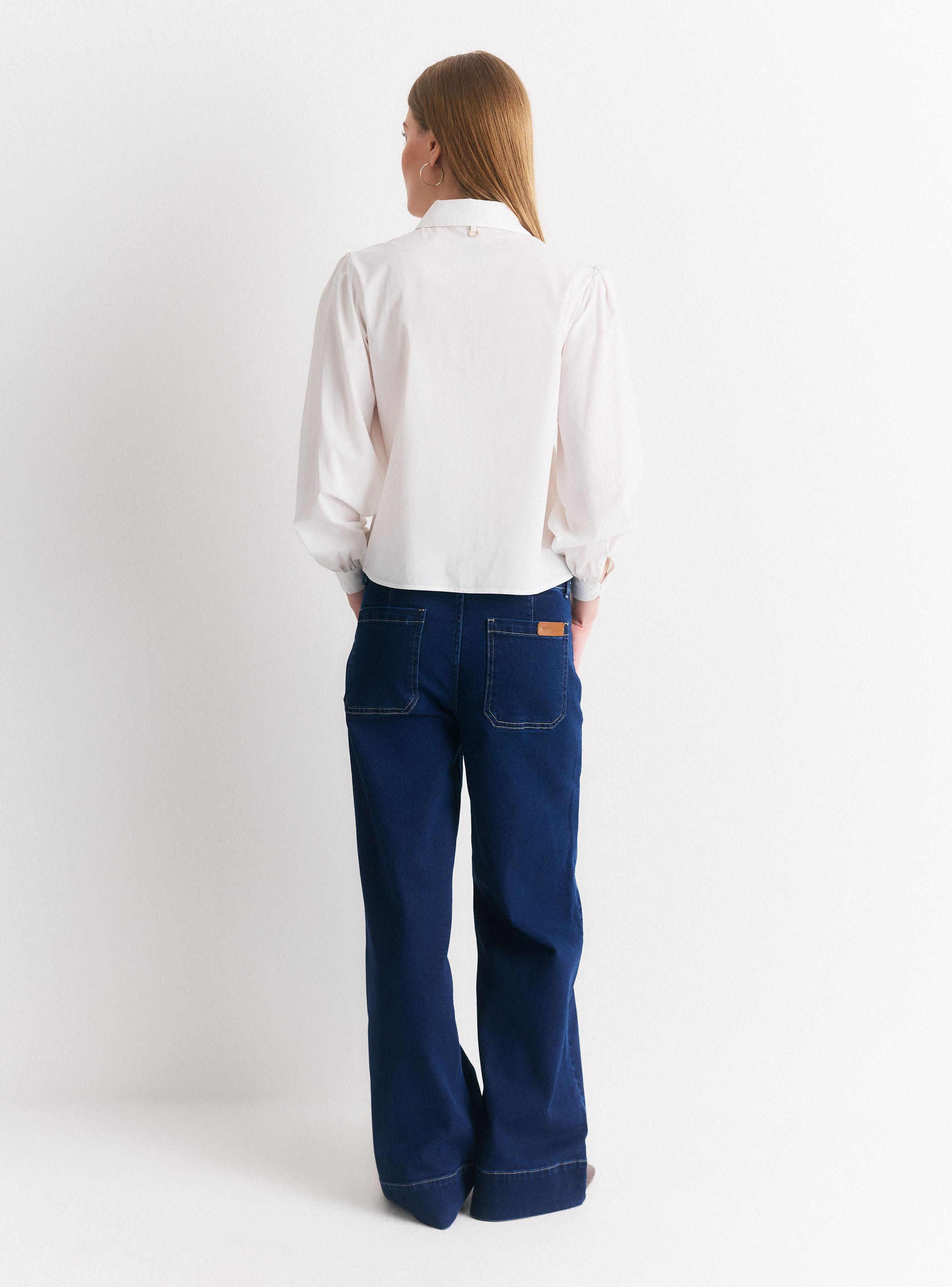 Blusa Cuello Camisero con Bordado y Terminación Curva-5