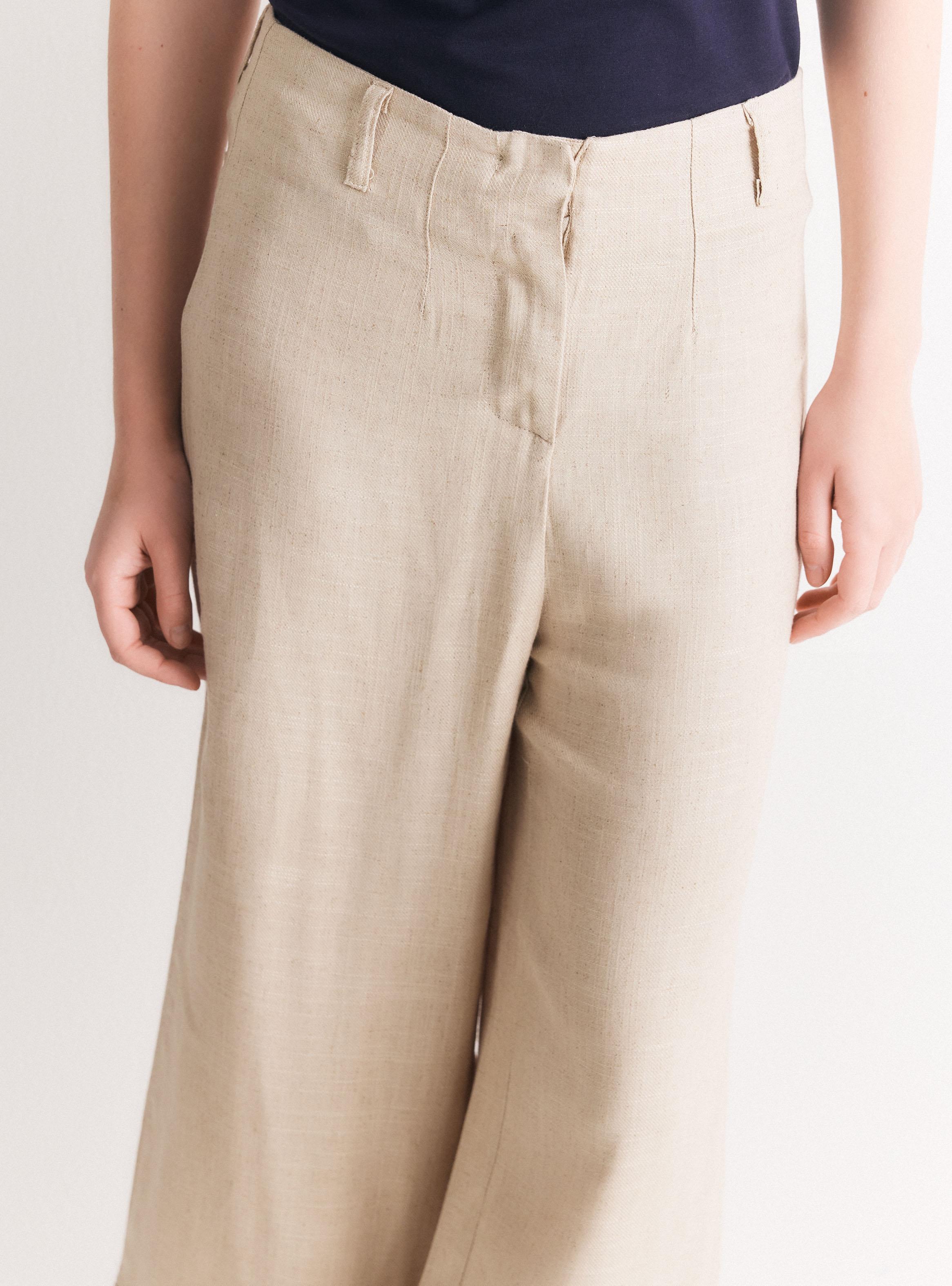 Pantalón Palazzo con Lino y Pañuelo Decorativo-3