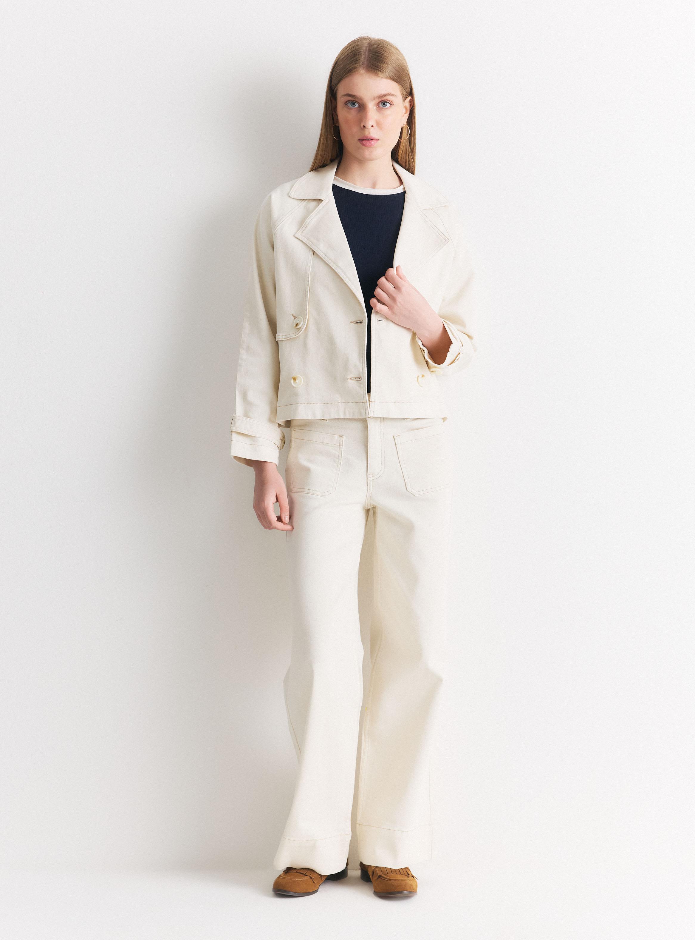 Chaqueta Tipo Trench de Denim Elasticado-4