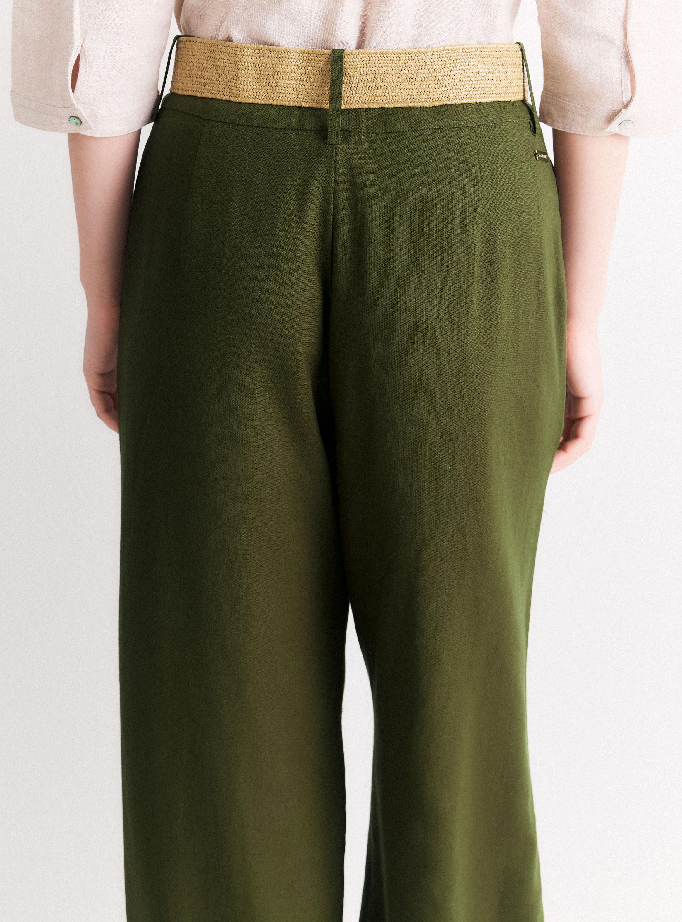 Pantalón Wide Leg con Cinturón Elasticado y Bordados Ruedo-3