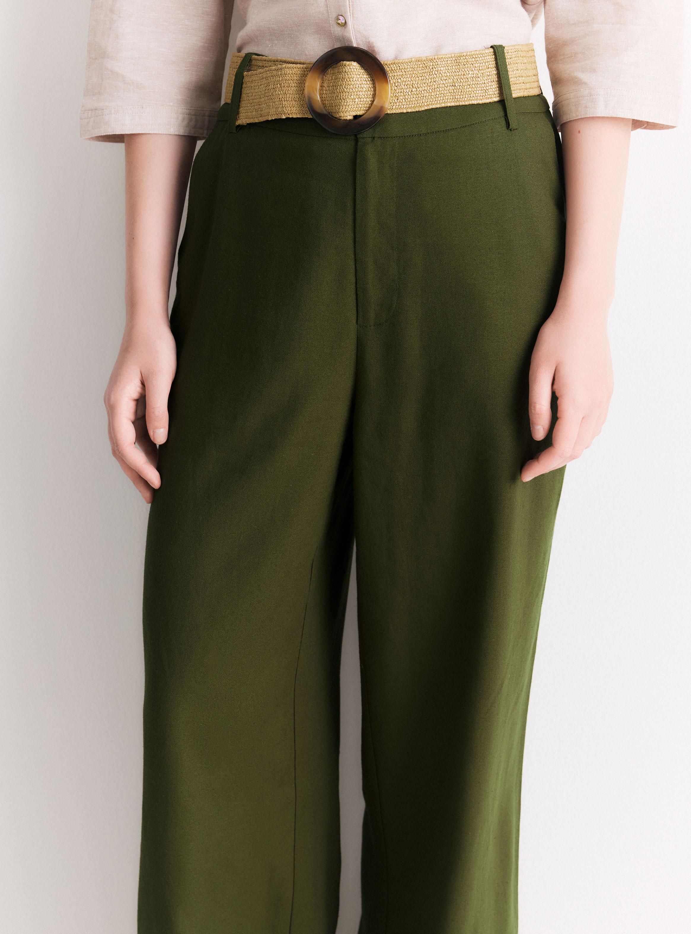 Pantalón Wide Leg con Cinturón Elasticado y Bordados Ruedo-2