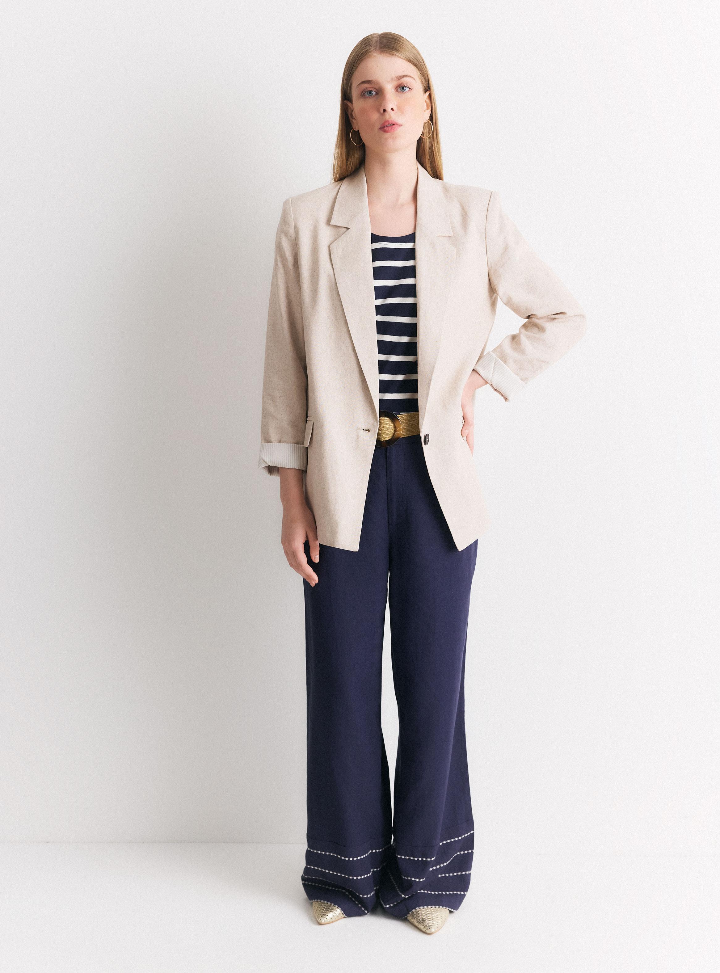 Blazer con Lino Regular Fit Forro Estampado-4