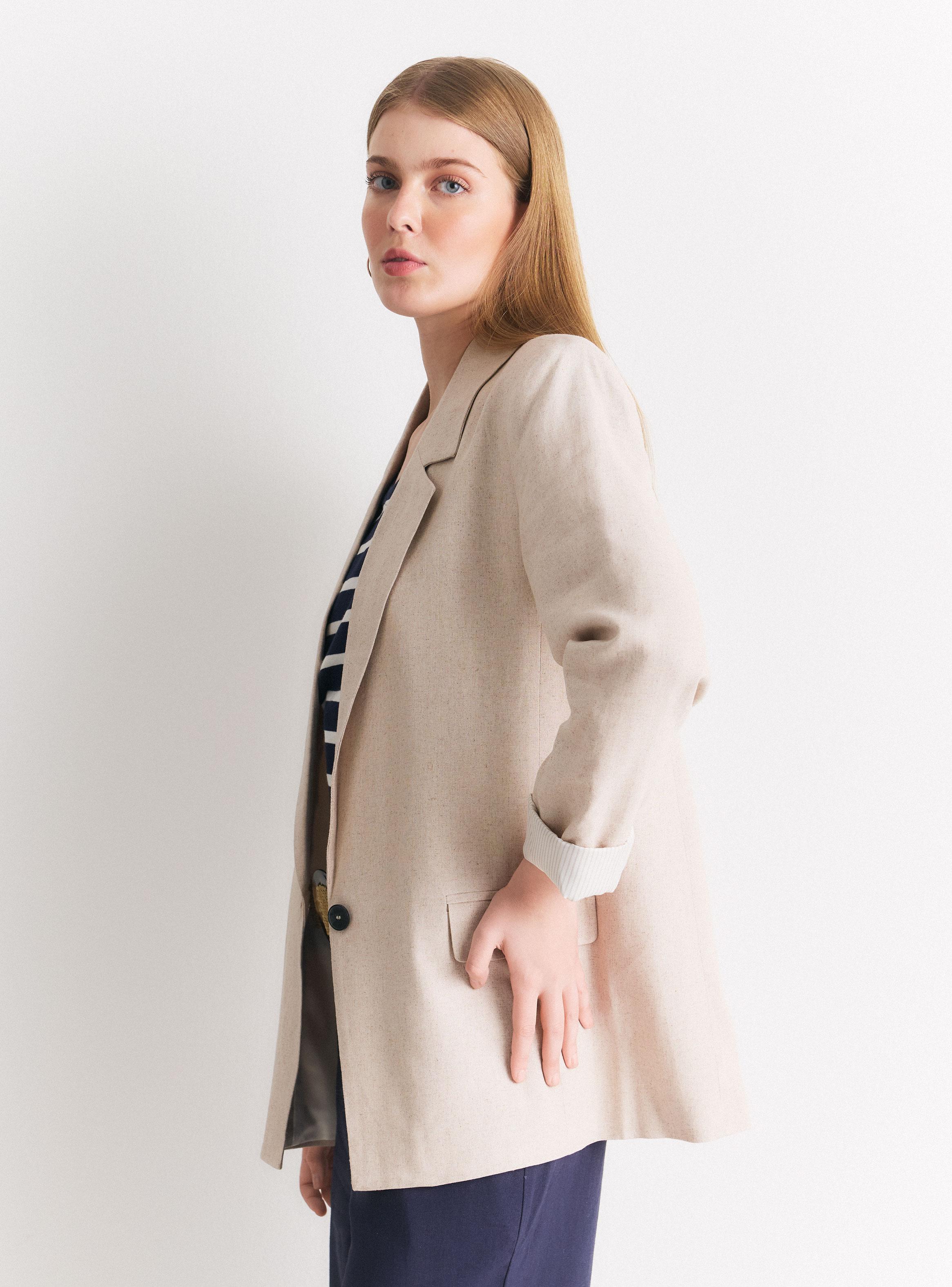 Blazer con Lino Regular Fit Forro Estampado-0