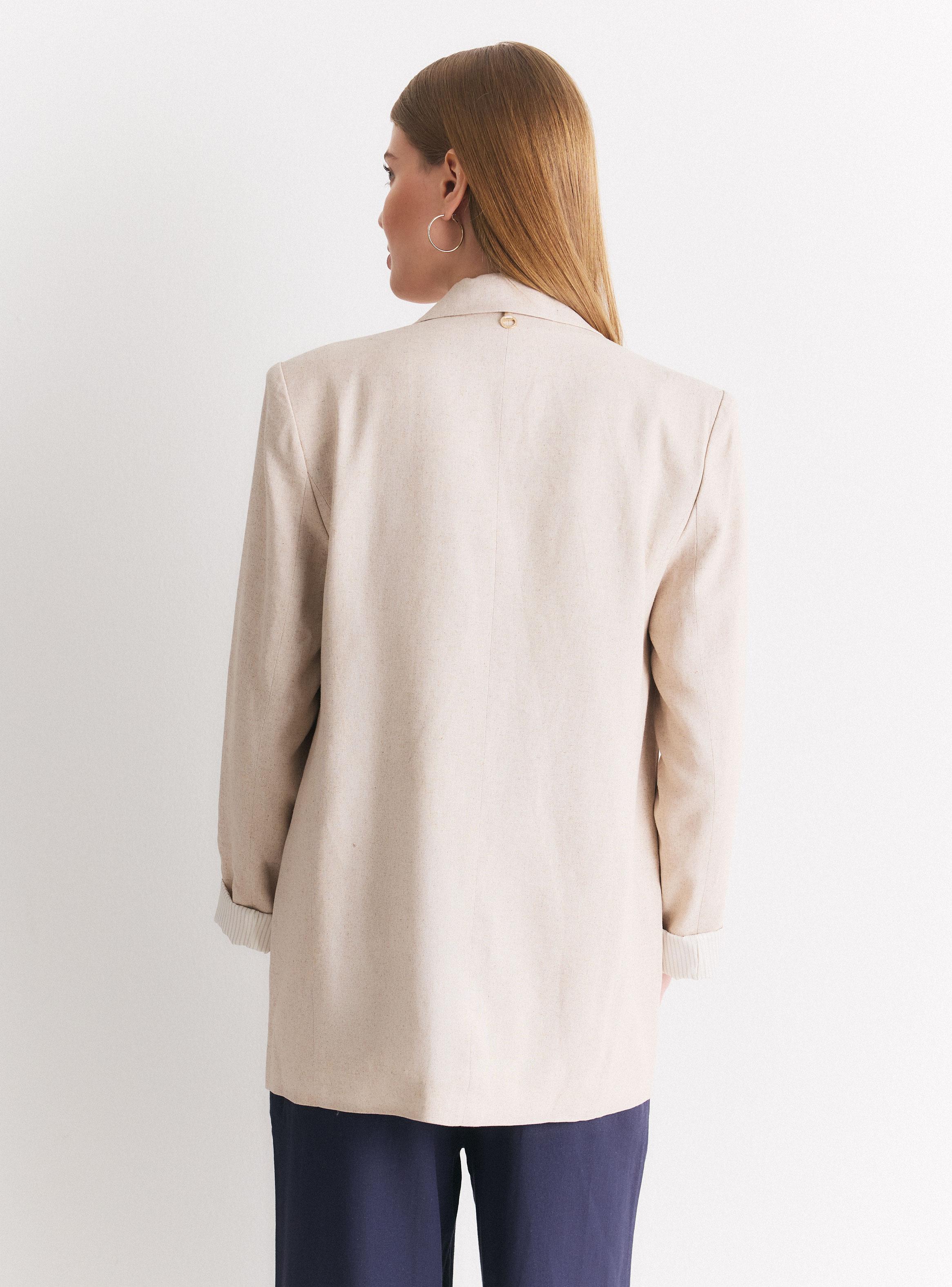 Blazer con Lino Regular Fit Forro Estampado-1