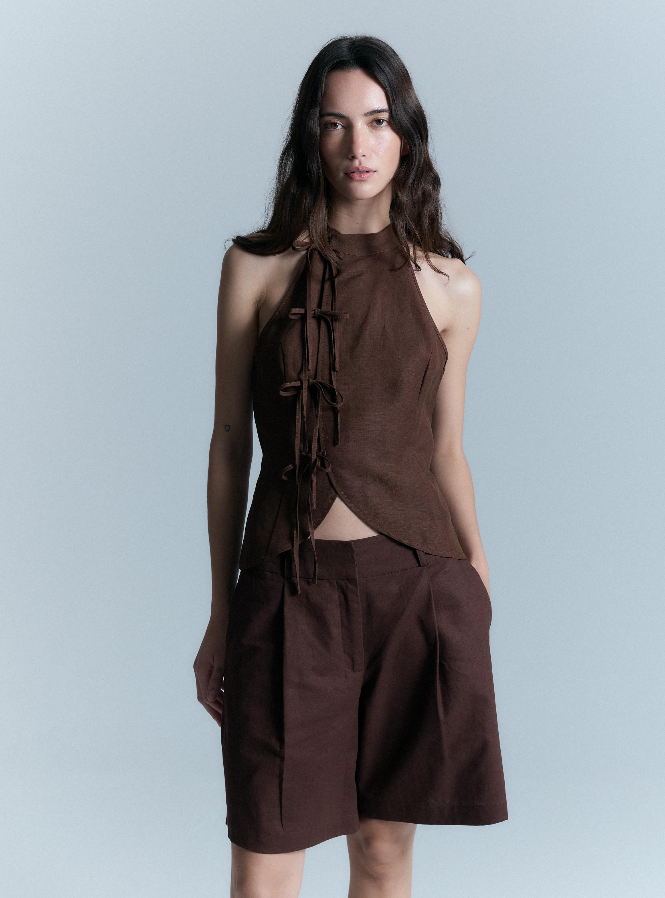 Blusa Lino Halter Amarras Colaboración Alaniz x Alos-0