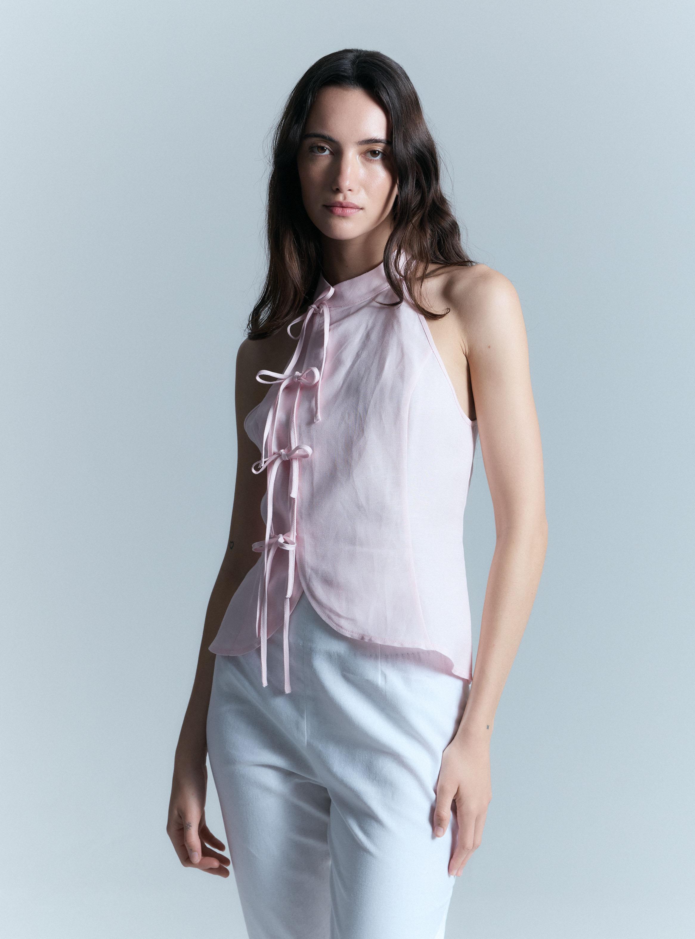 Blusa Lino Halter Amarras Colaboración Alaniz x Alos-0