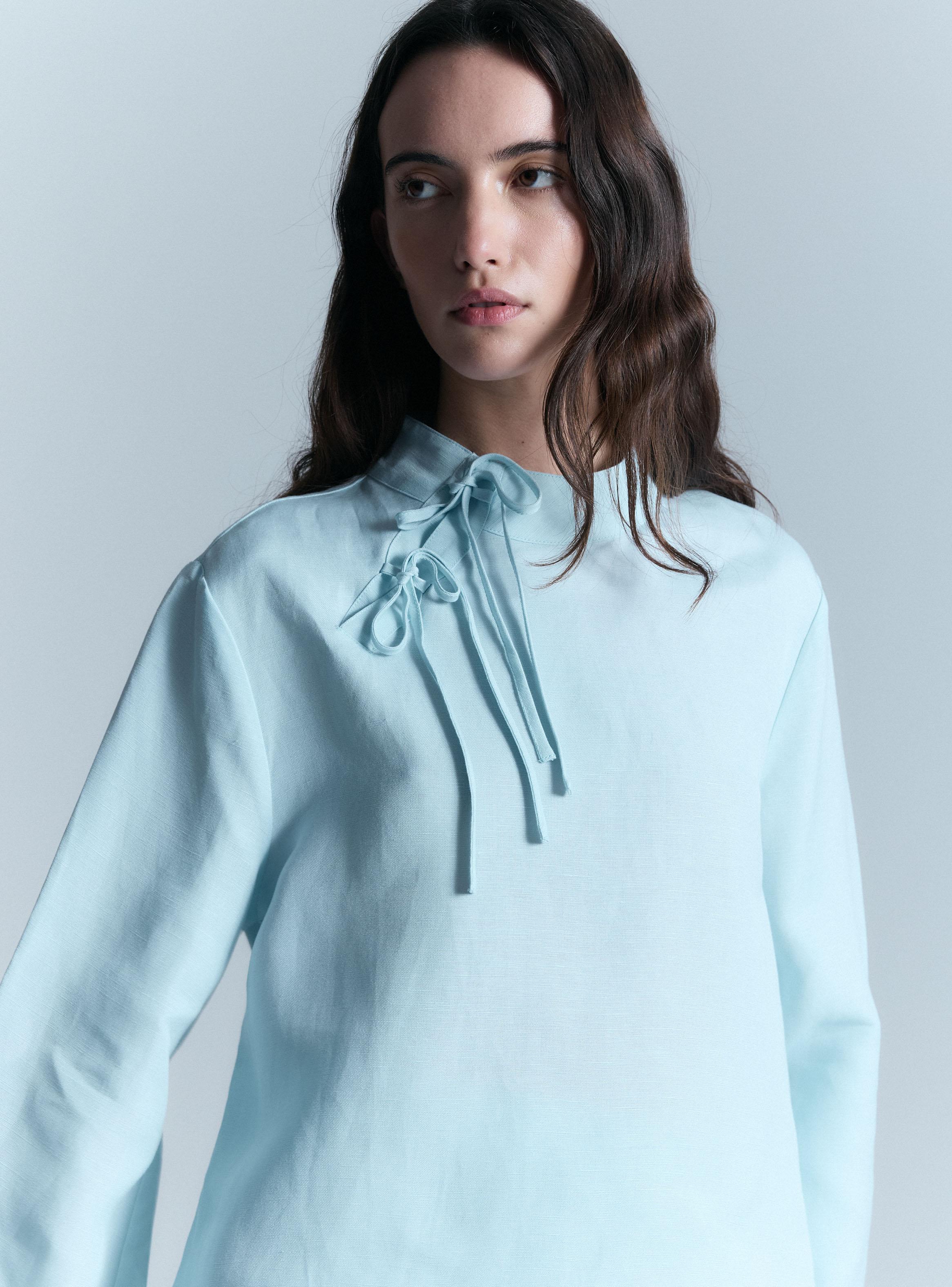 Blusa Lino Cuello Mao Amarras Colaboración Alaniz x Alos-2