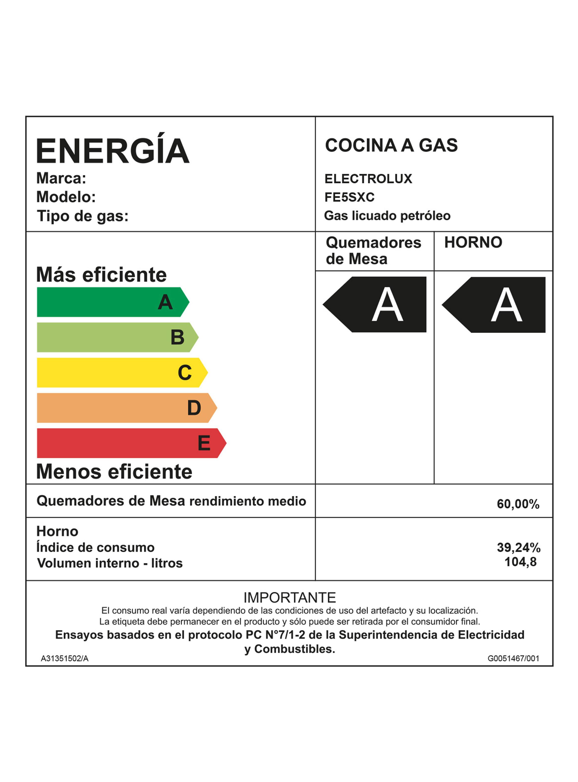 Cocina a Gas 5 Quemadores FE5SXC Inox-5