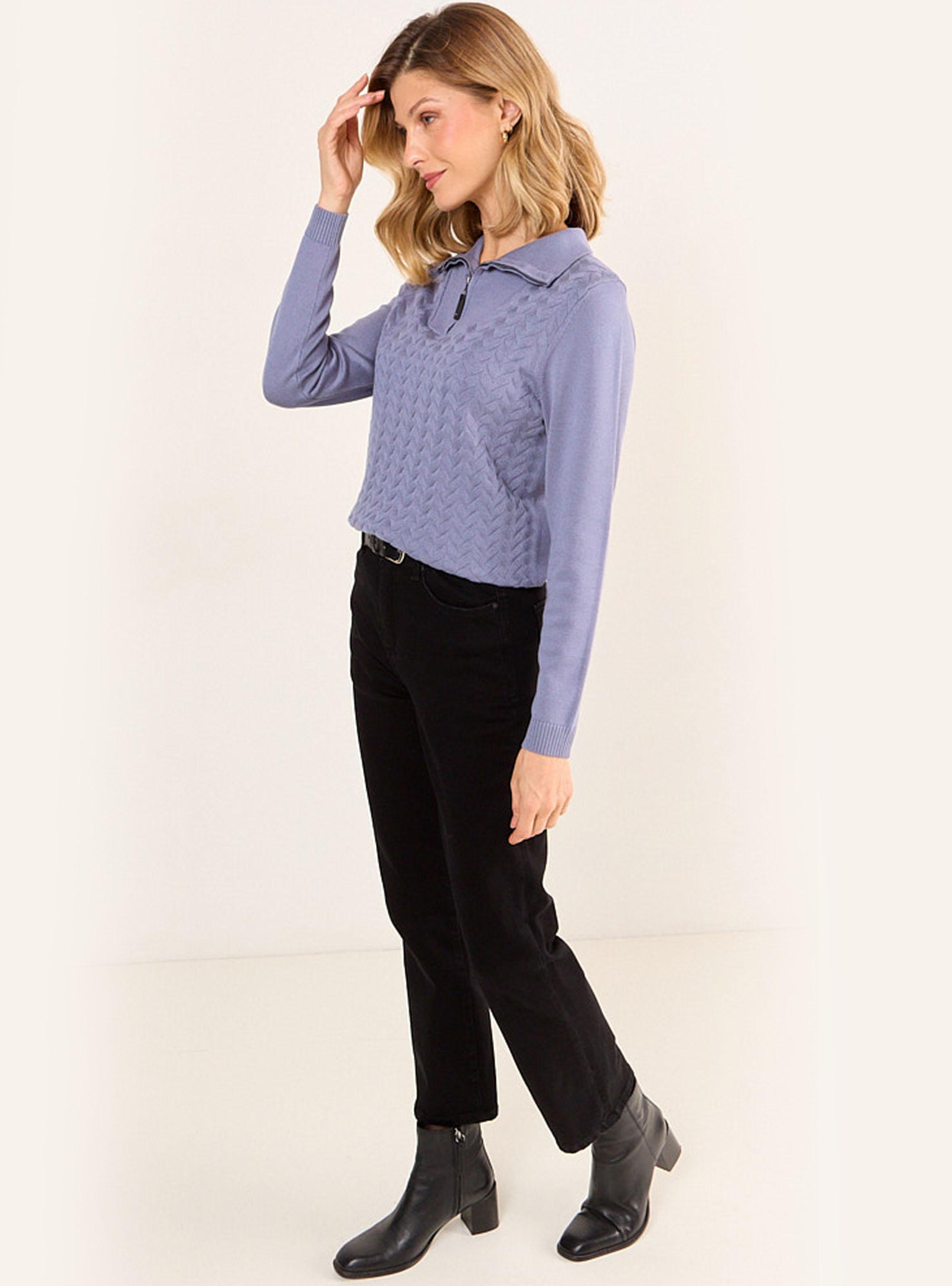 Sweater Tejido Cuello Alto con Cierre-3