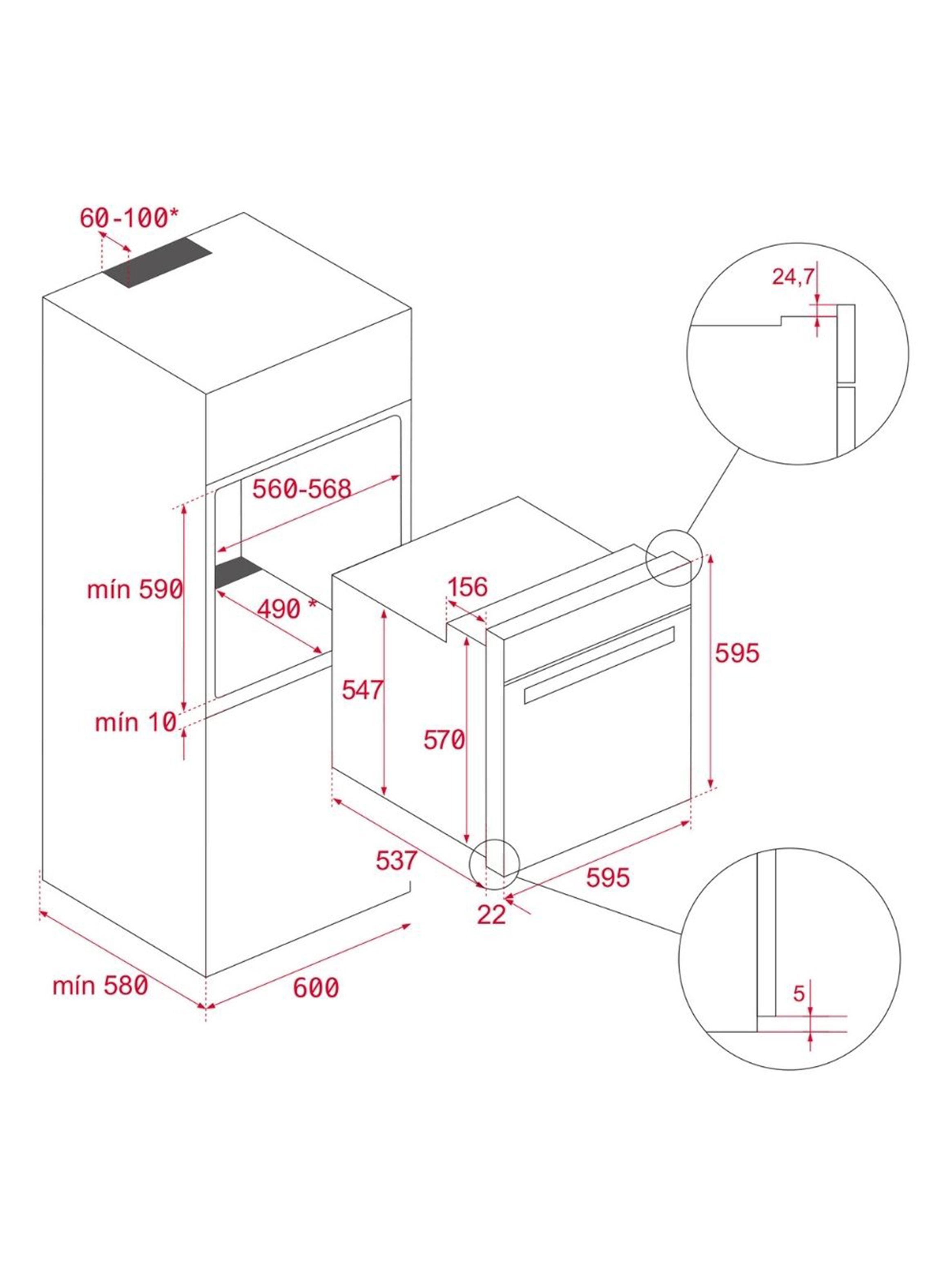 Horno Empotrable con Convector 63 Litros HLB 84 VGOGH VG-2