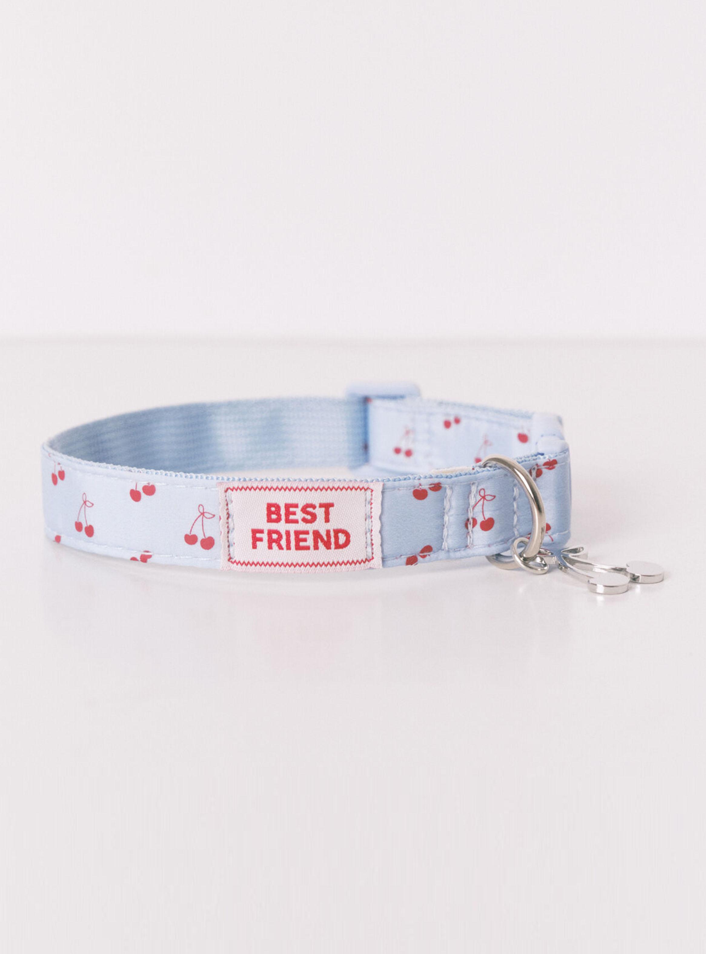 Collar Perro Azul Colgante Cerezas-2