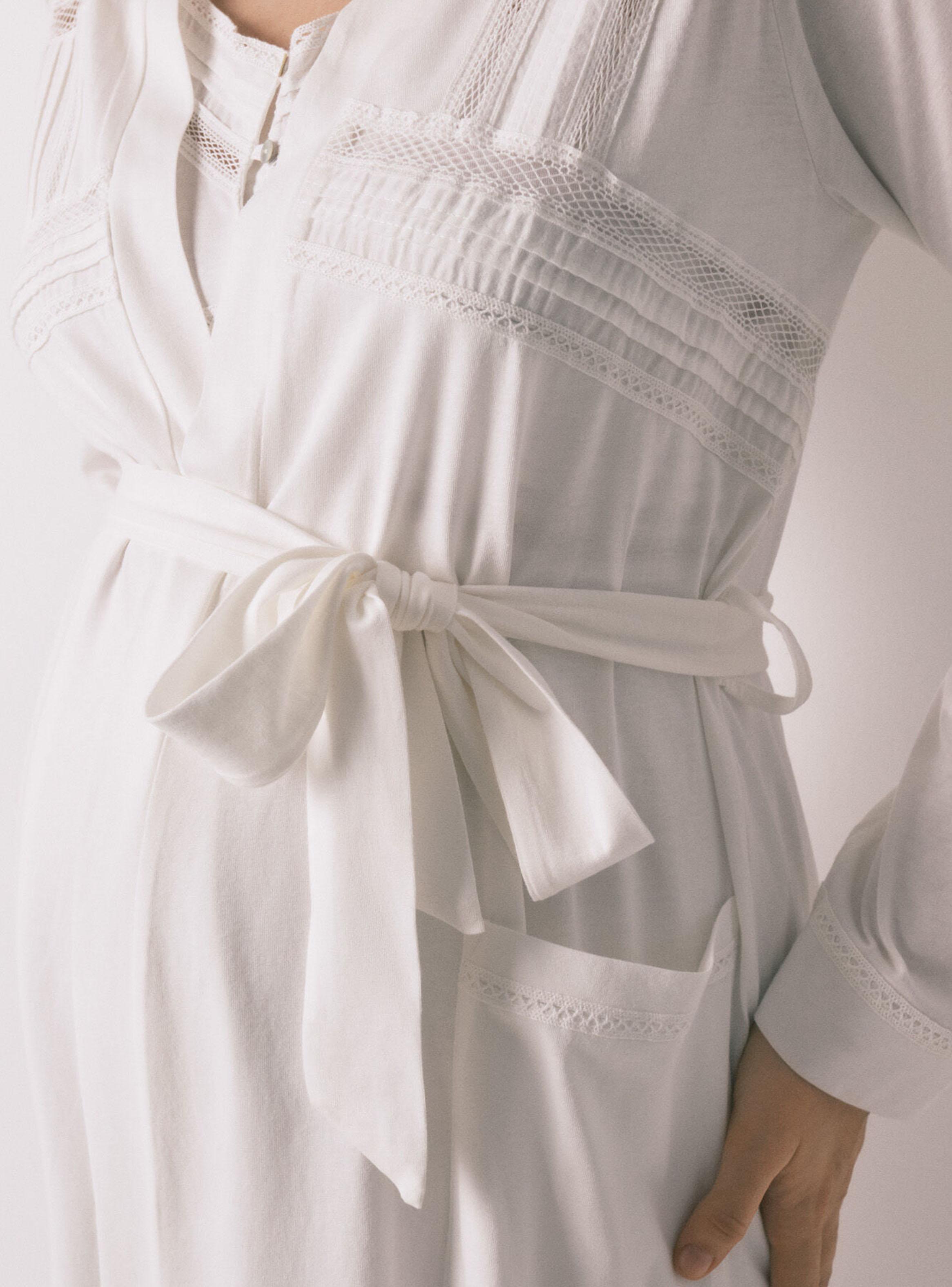 Bata Midi Maternity Algodón Blanco-3