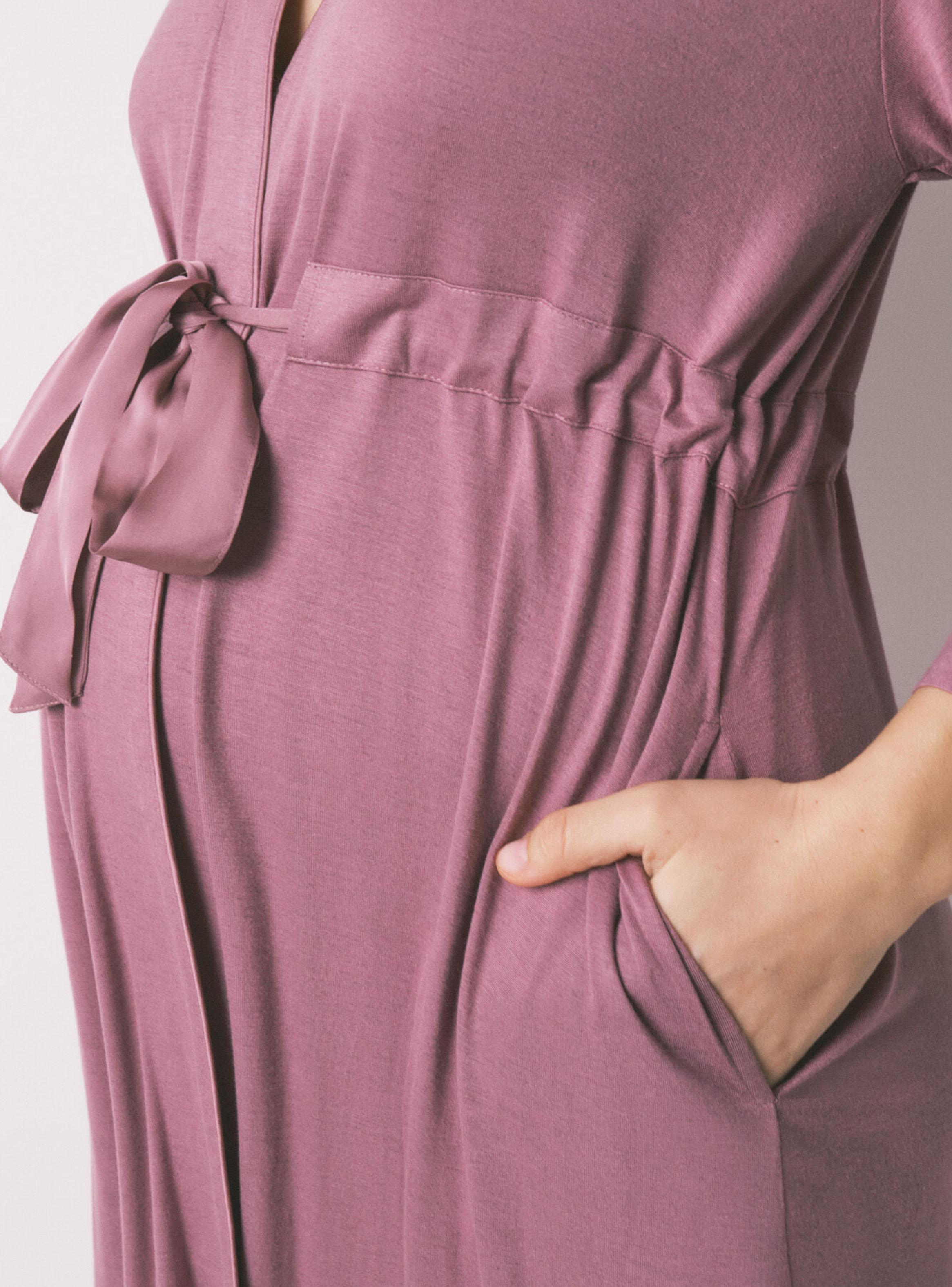 Bata Maternity Cinturón Rosa-3