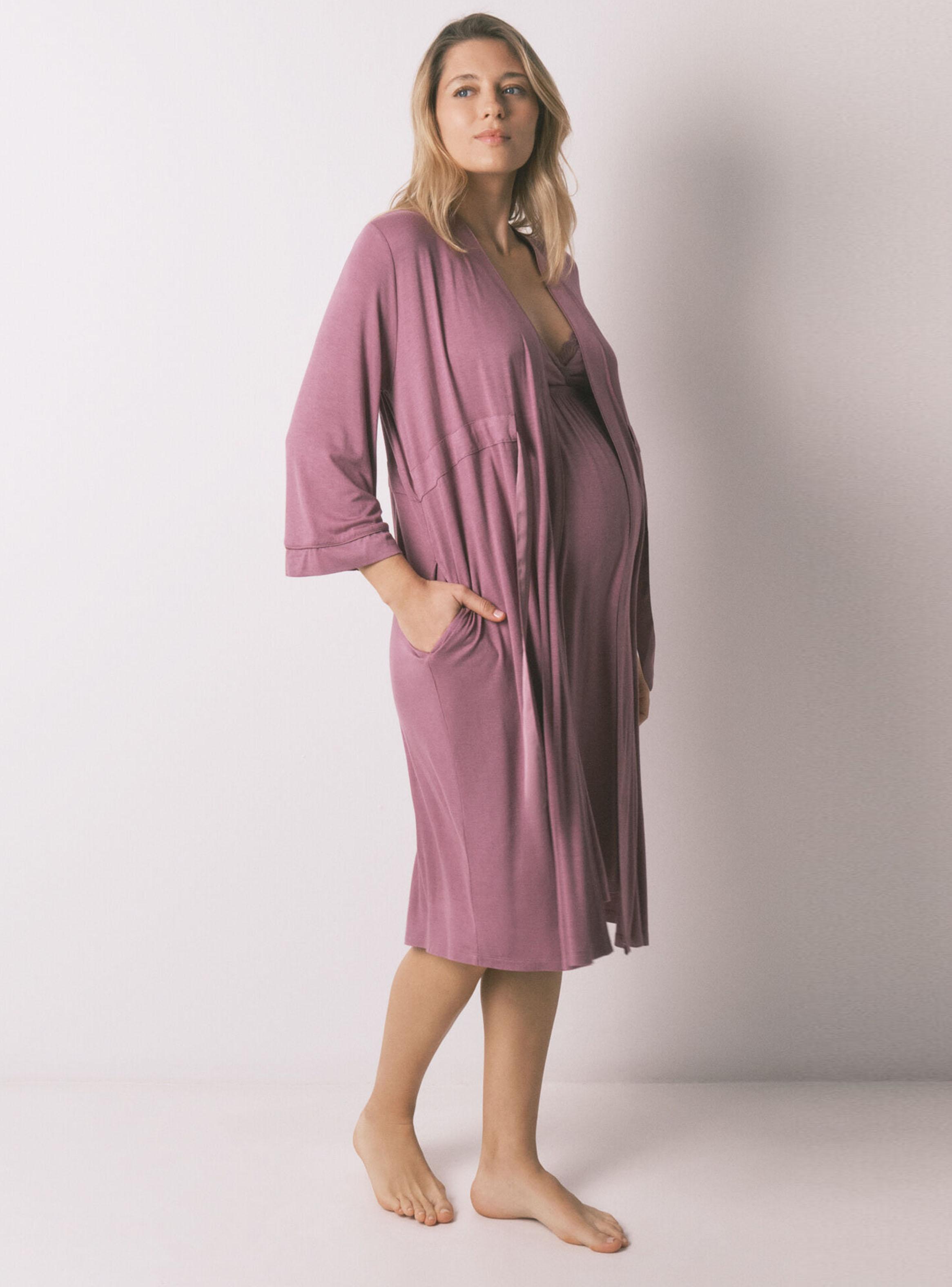 Bata Maternity Cinturón Rosa-4