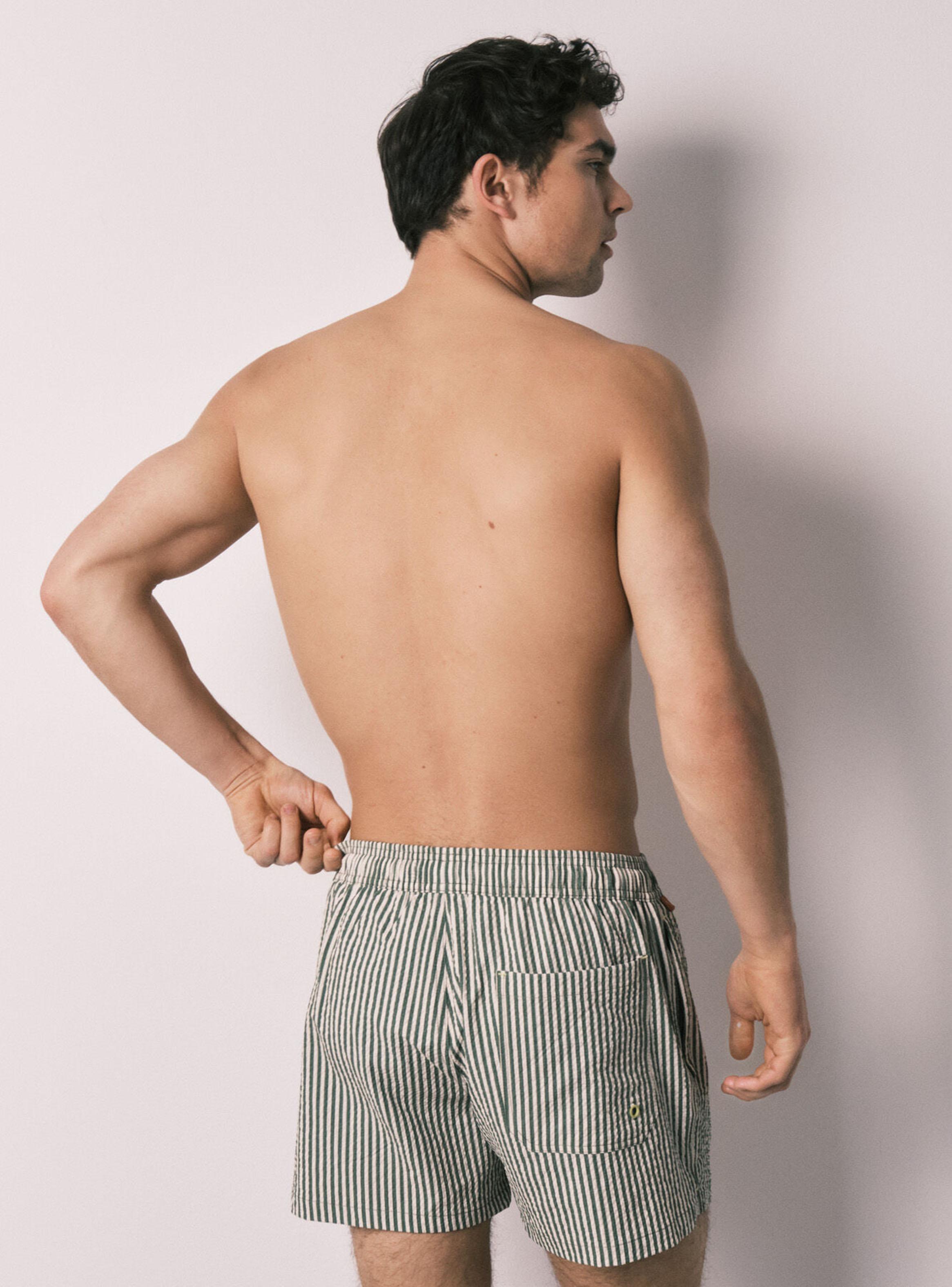 Bañador Hombre Estampado Rayas Verdes-1